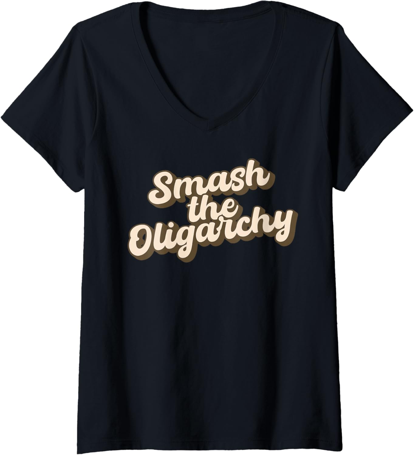 Womens Smash the Oligarchy Vintage 60s Retro Protest Social Justice V Neck