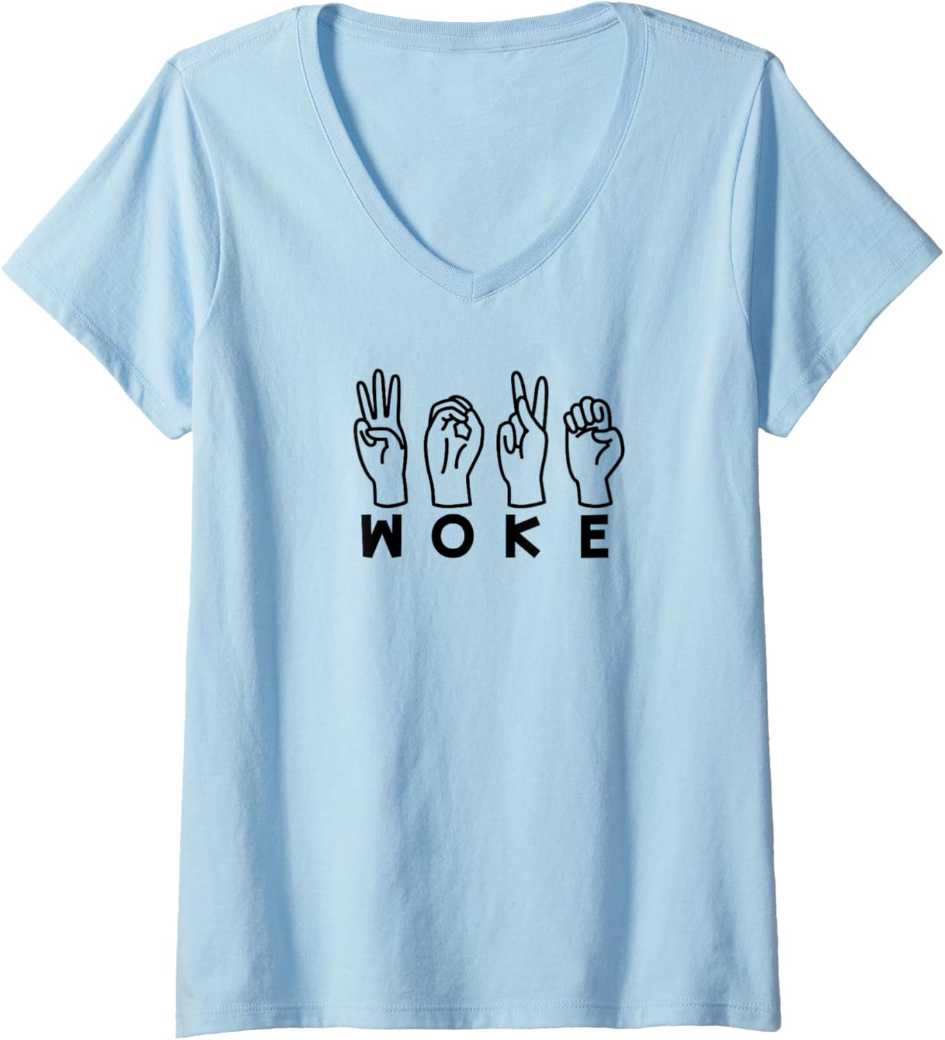 ASL Sign Language Woke Deaf Social Justice Civil Rights V Neck