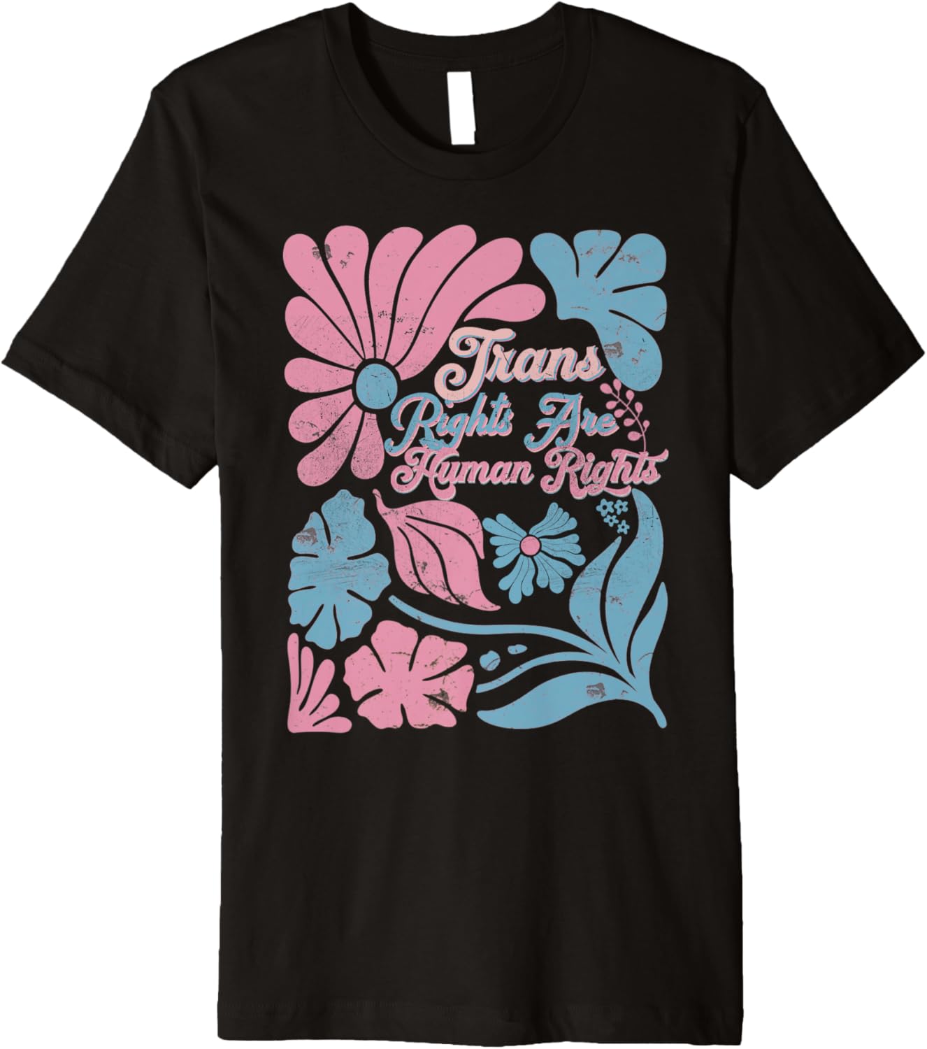 Boho Retro LGBTQ Pride Trans Rights Are Human Rights Floral Premium