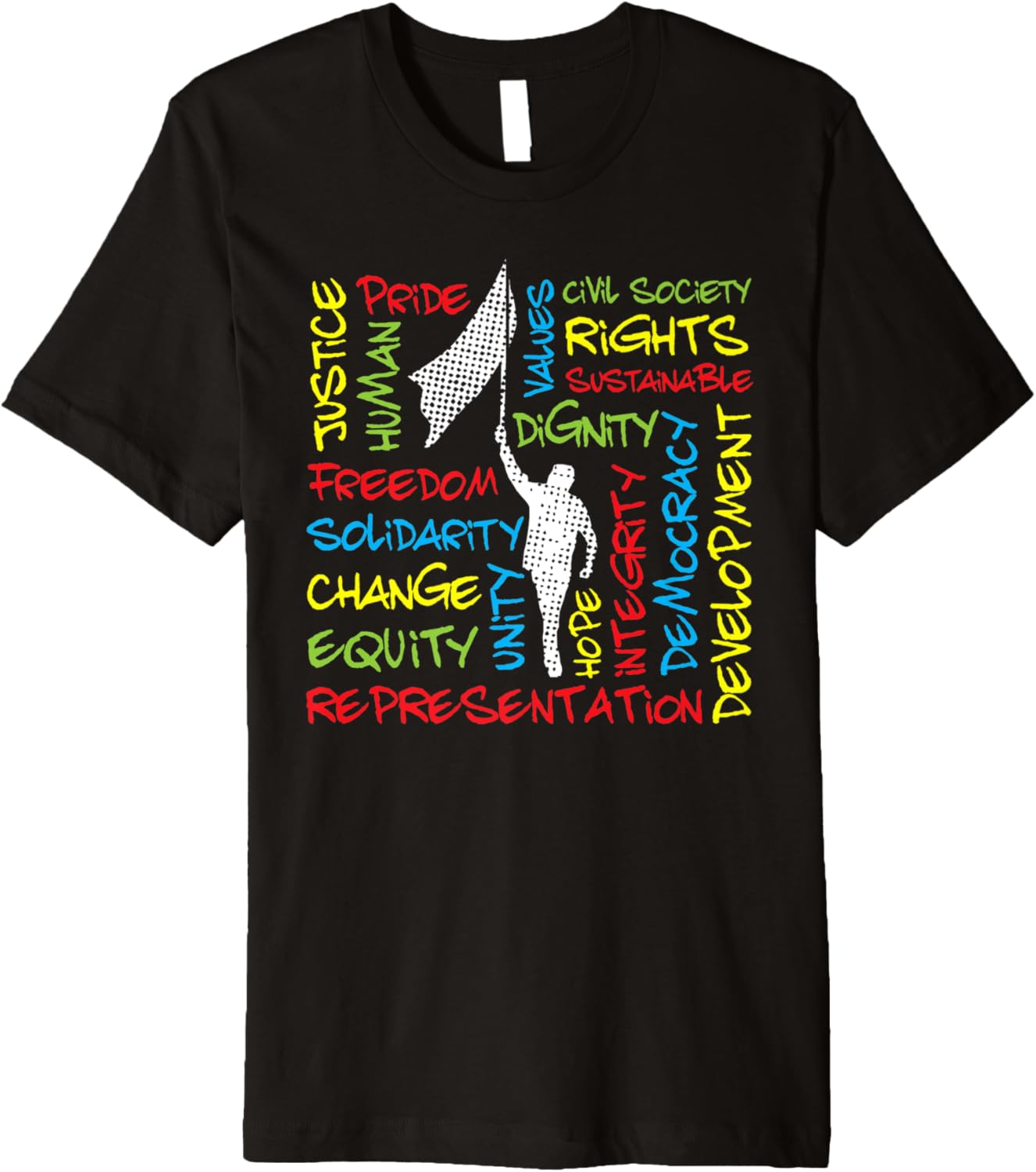 Civil and Human Rights Values with Man with Flag Premium