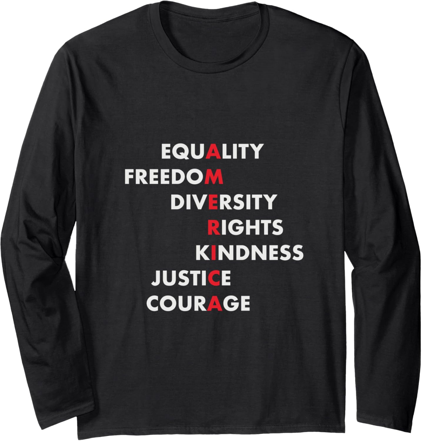 AMERICA American Values Design Equality Freedom Diversity Long Sleeve
