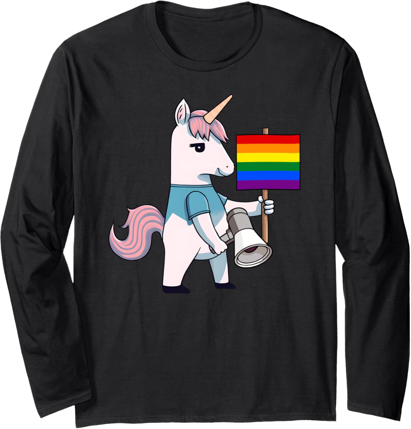 LGBT Social Justice Unicorn Protest Rainbow Flag Non Binary Long Sleeve