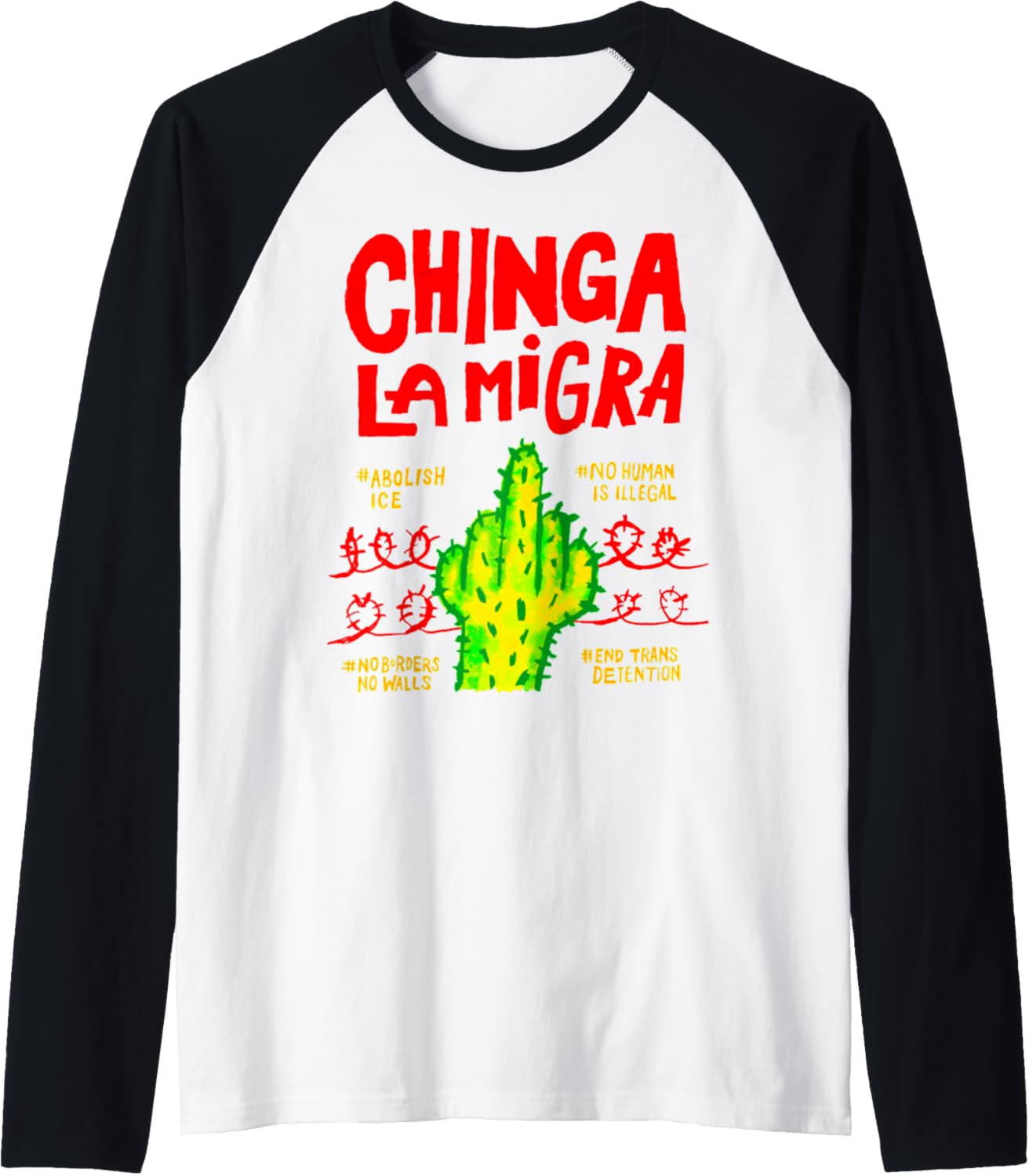Chinga La Migra Political Pro Immigration Social Justice Raglan Baseball Tee