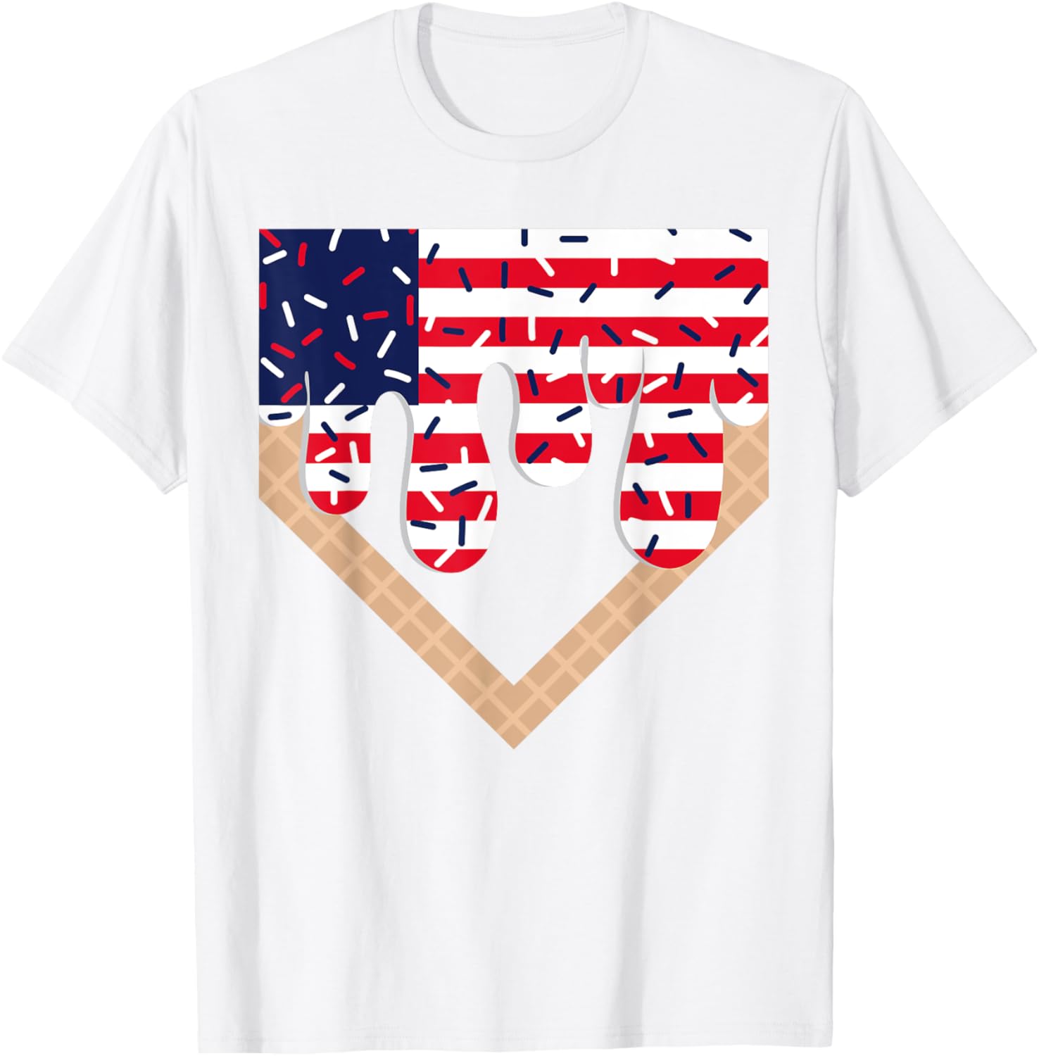 Baseball Drip Boy Ice Cream Patriotic American Flag 4th July