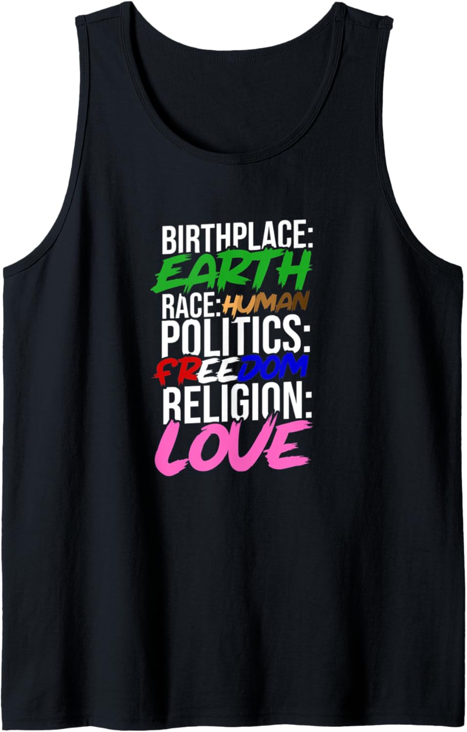 Birthplace: Earth Race: Human Politics: Freedom   Rights Tank Top