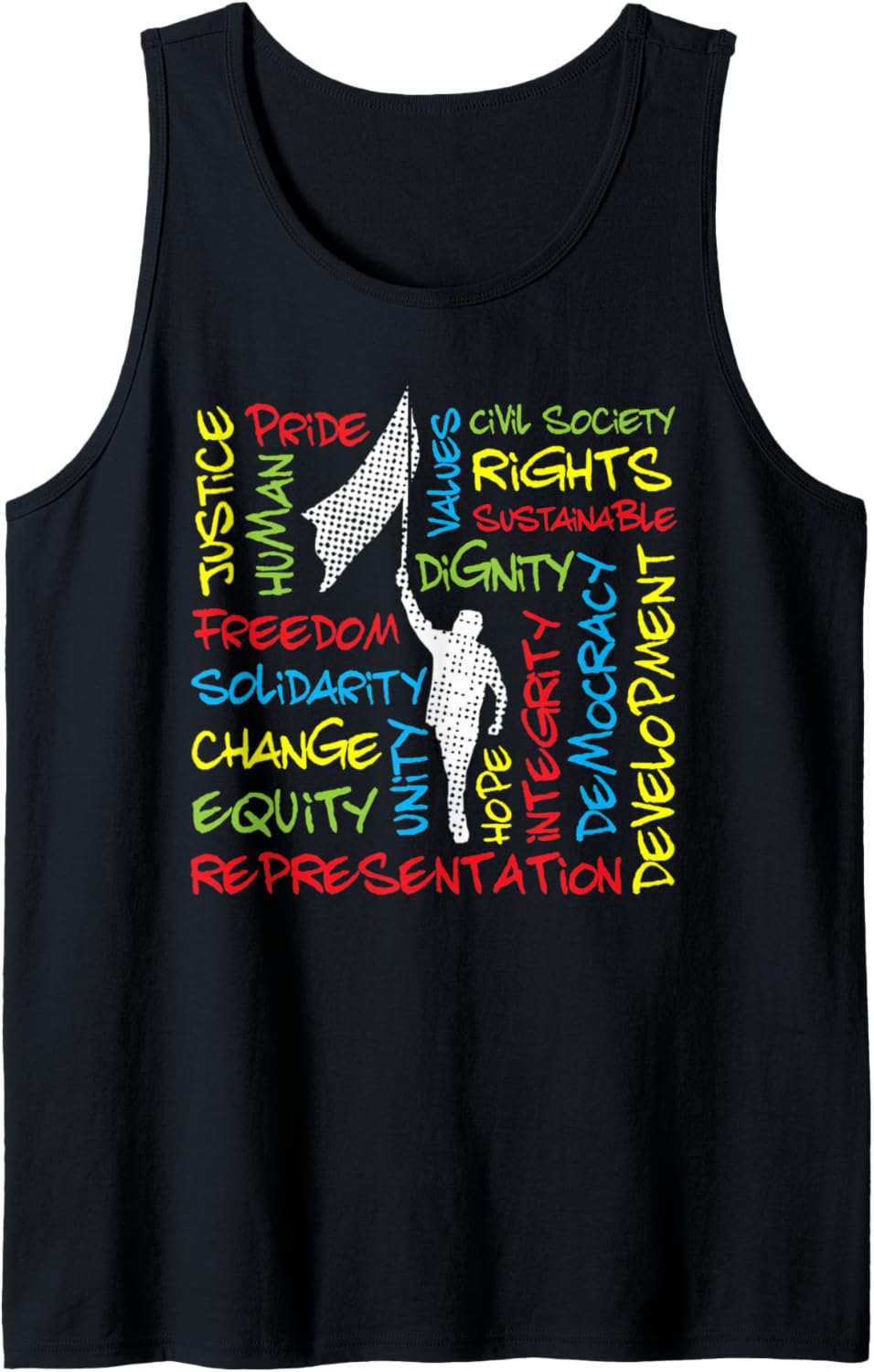 Civil and Human Rights Values with Man with Flag Tank Top