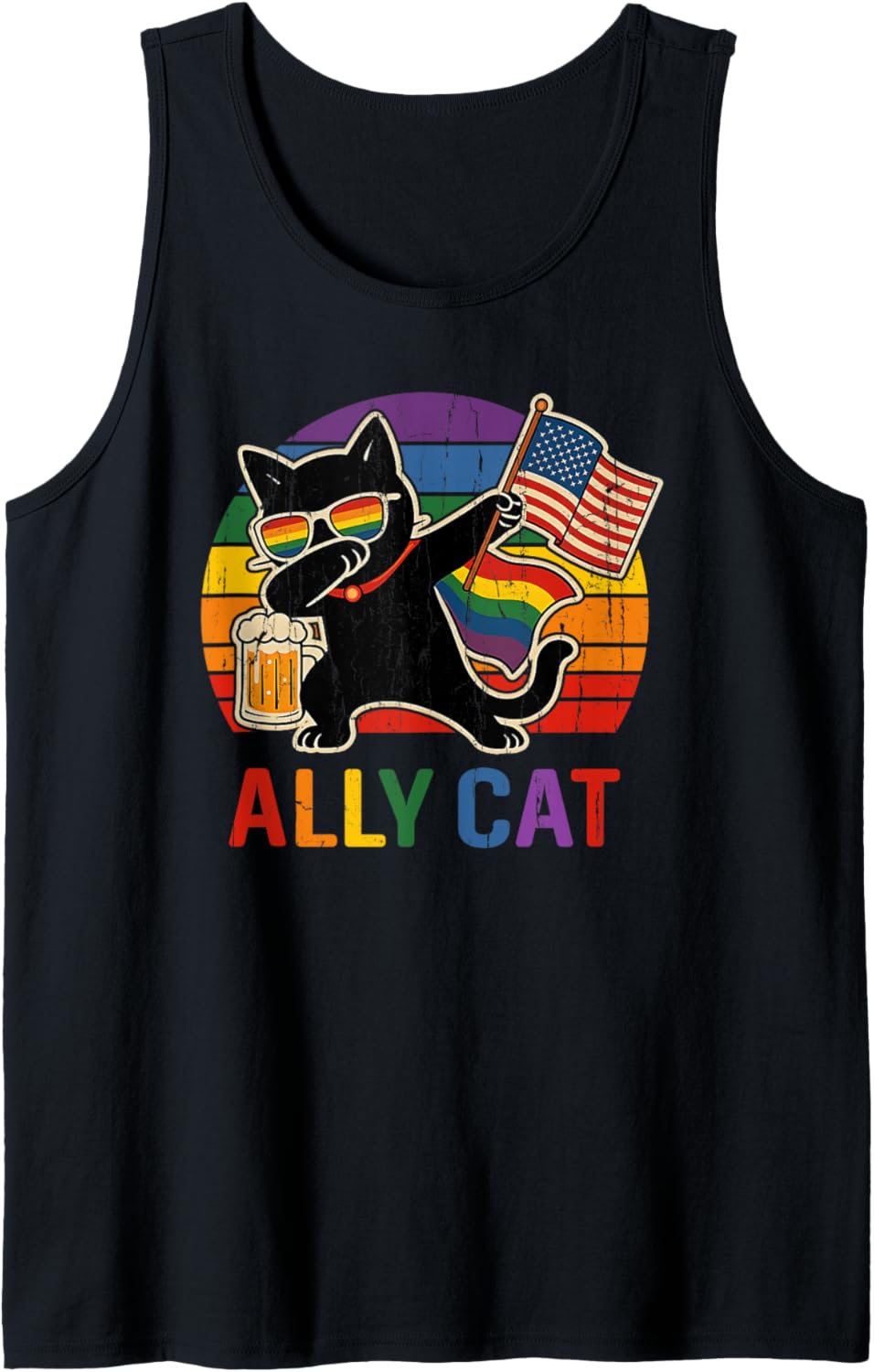 Ally Cat, LGBT Pride, Gay Rainbow, Social Justice Tank Top