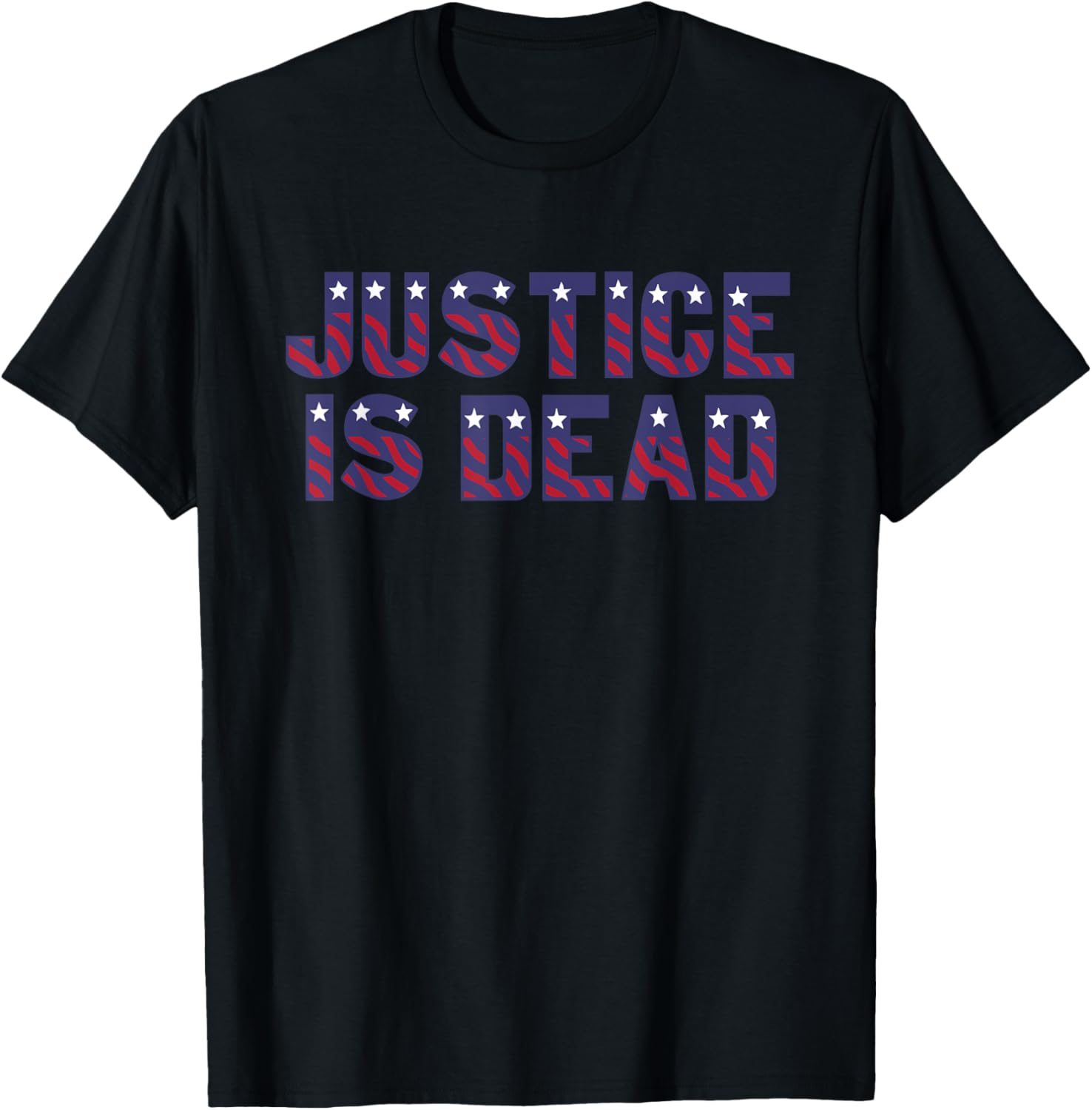 "Justice is Dead" Lettering in Patriotic American Flag Font
