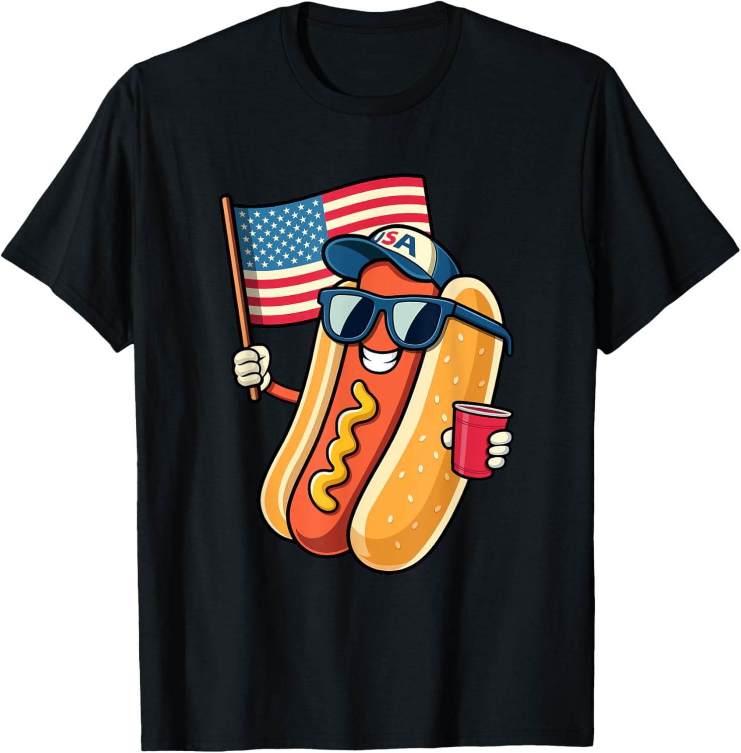 4th of July Hotdog Funny Fourth of July Patriotic USA Flag