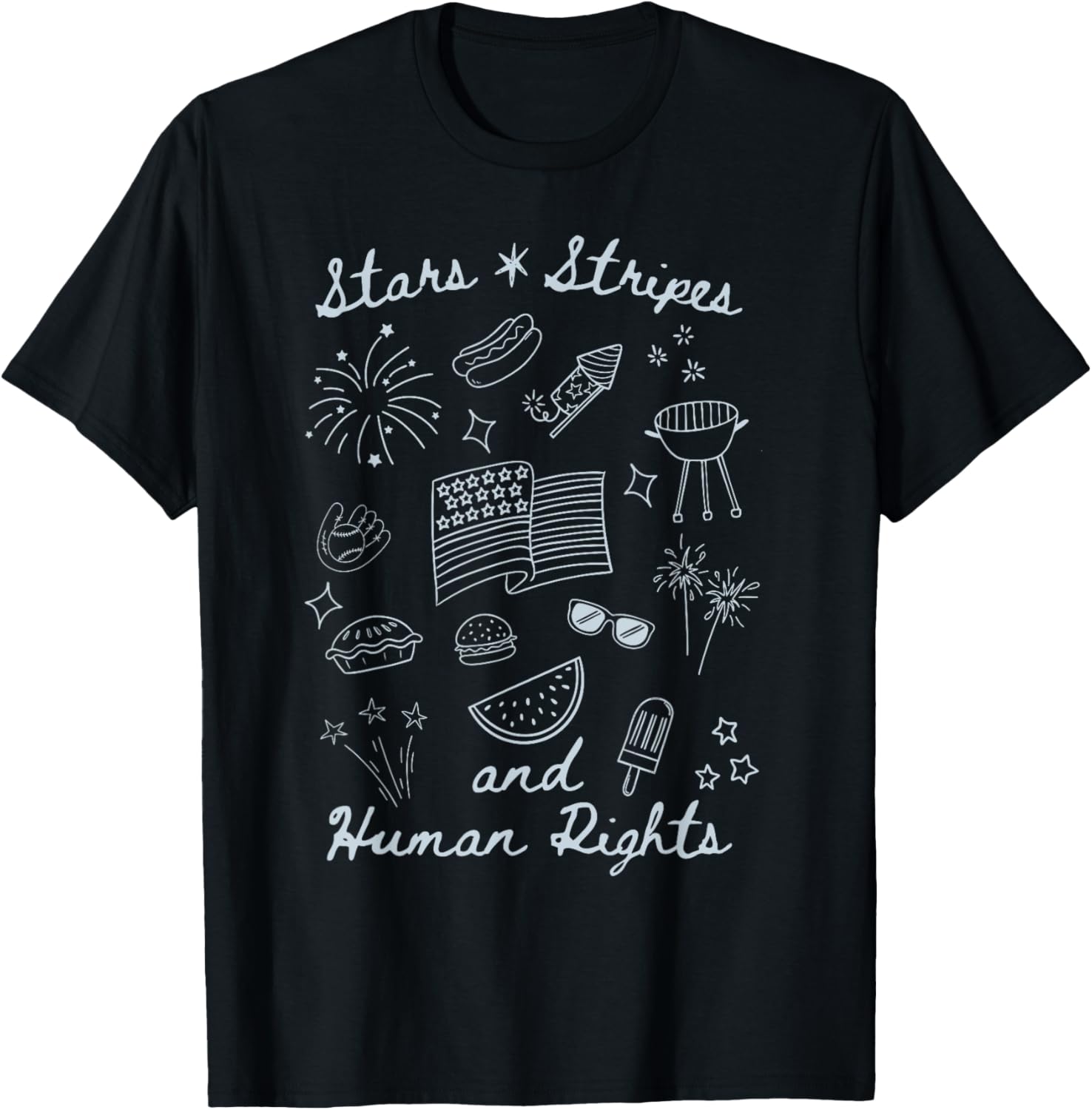 4th of July Doodle Stars Stripes & Human Rights Memorial Day