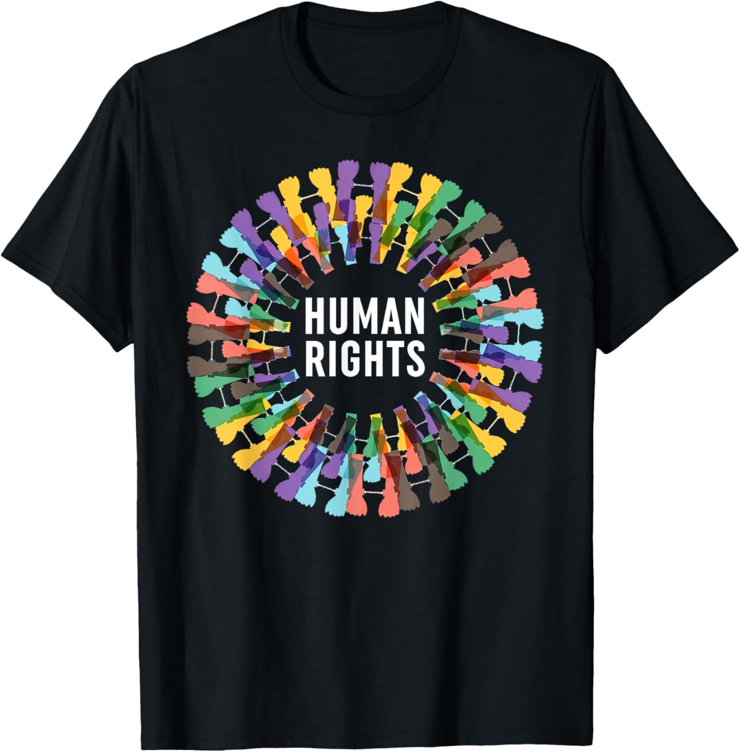 Cool Human Rights T Shirt Rainbow Colors for Women Men