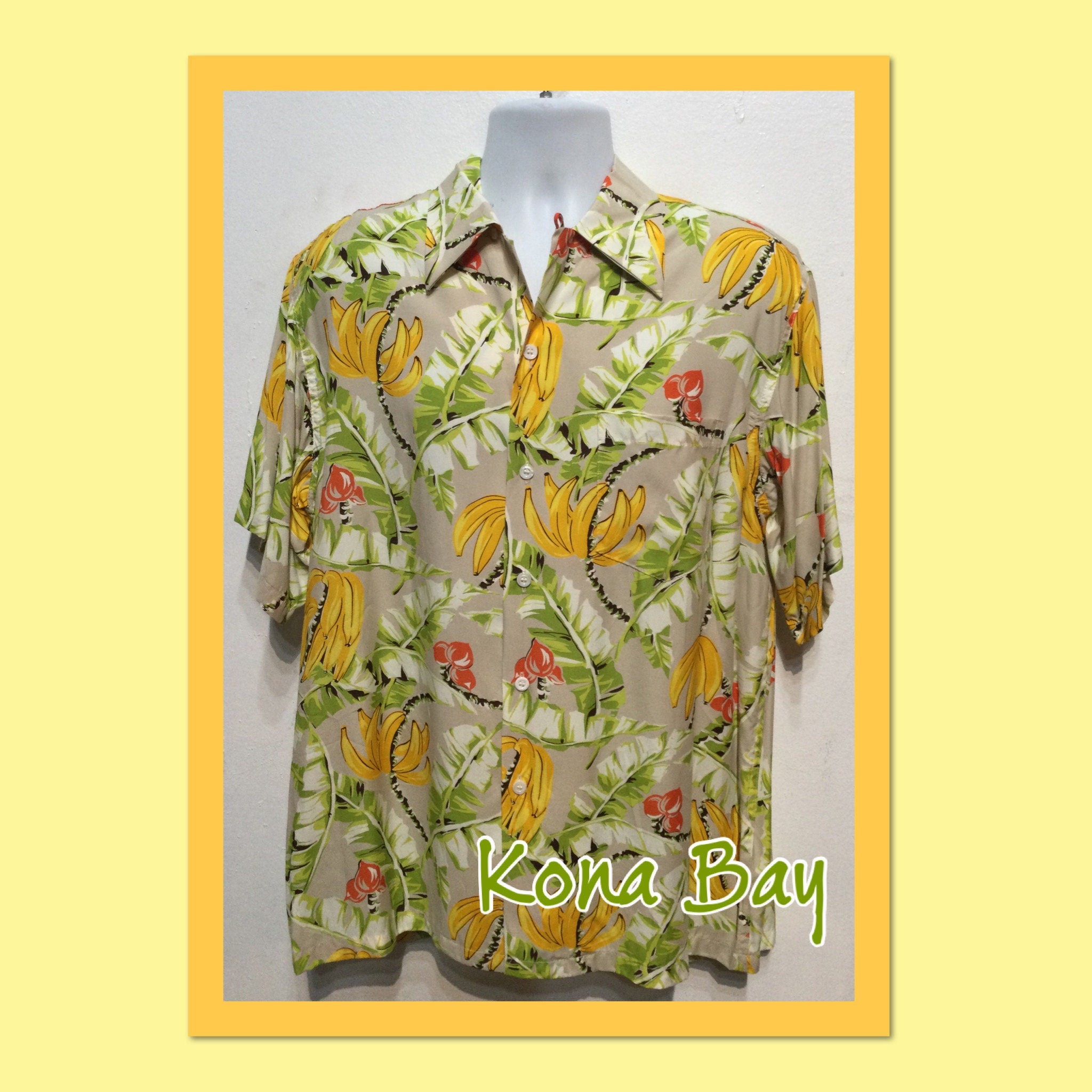 1940s vintage reproduction by “Kona Bay” rayon Hawaiian shirt. Size X large