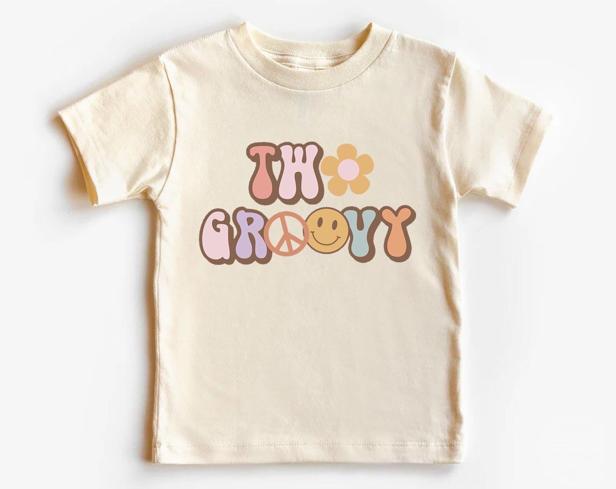 2nd Birthday Girl Toddler Shirt, Two Groovy Kids Birthday Shirt, Second Birthday Natural Toddler Tee, Second Birthday Girl Natural Shirt