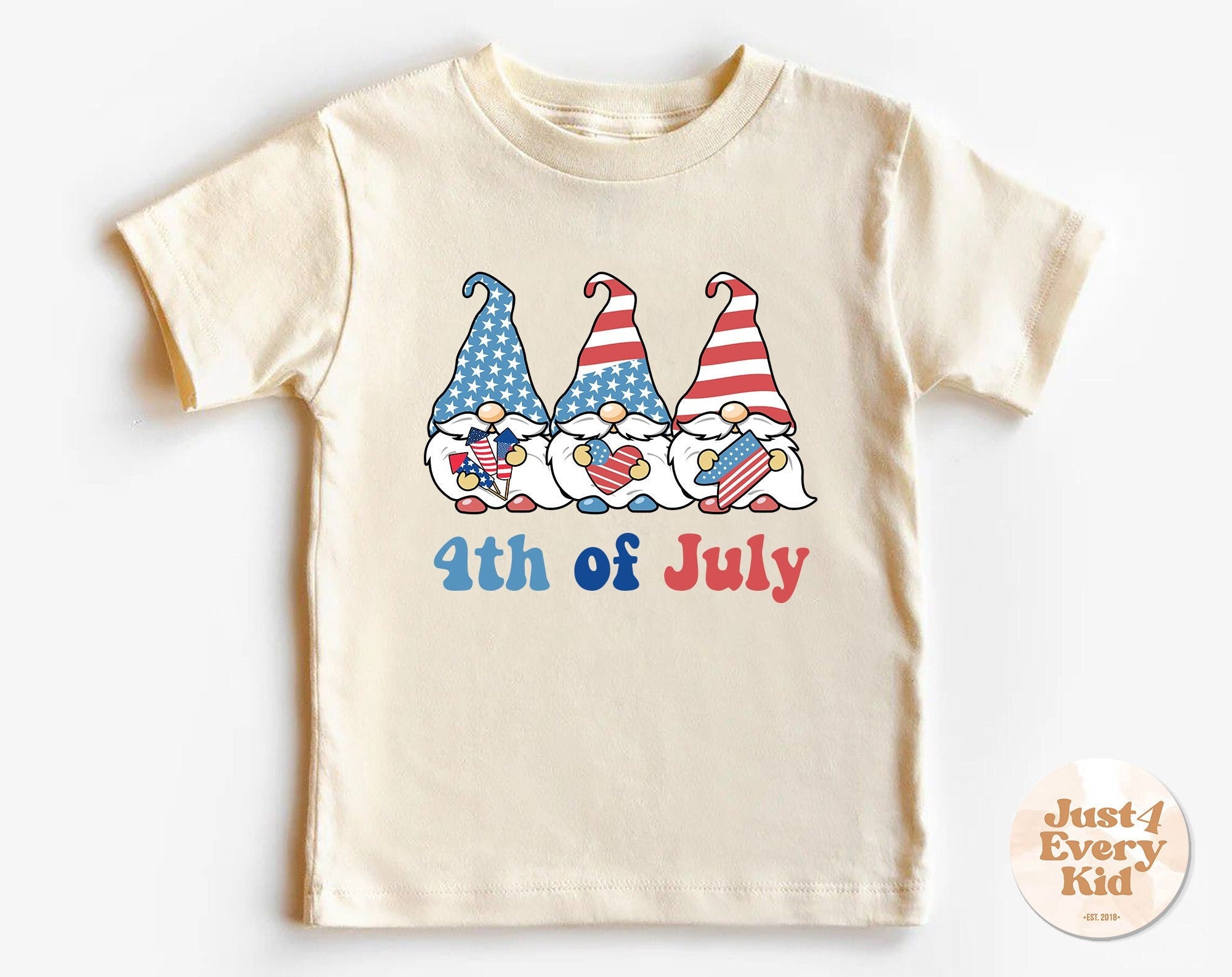 4th Of July Gnomes Shirt, Patriotic Natural Kids Tee, 4th Of July Toddler Shirt, Independence Day Kids Shirt, American Gnome Shirt, Kids Tee
