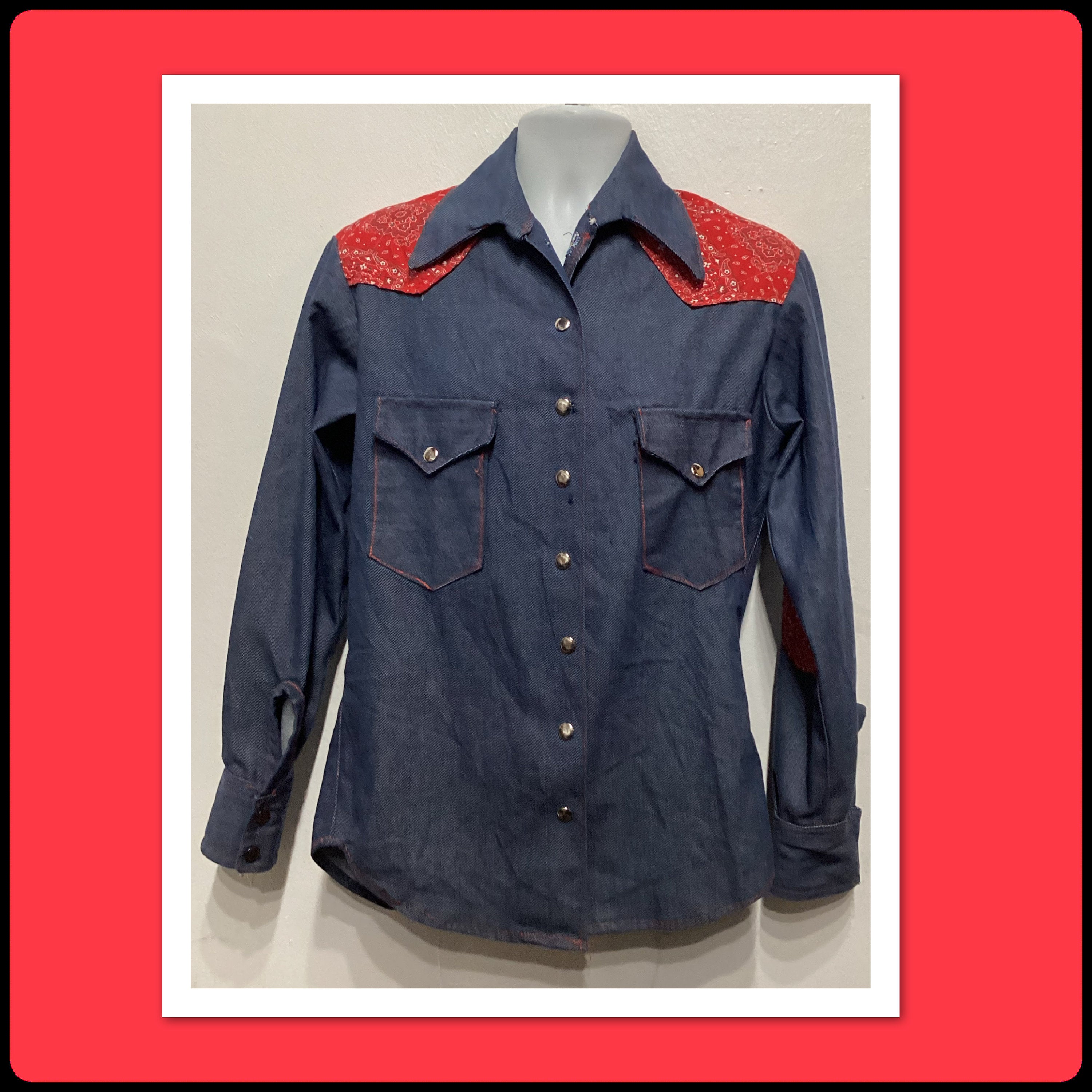 1970s vintage two tone denim western shirt / jacket.