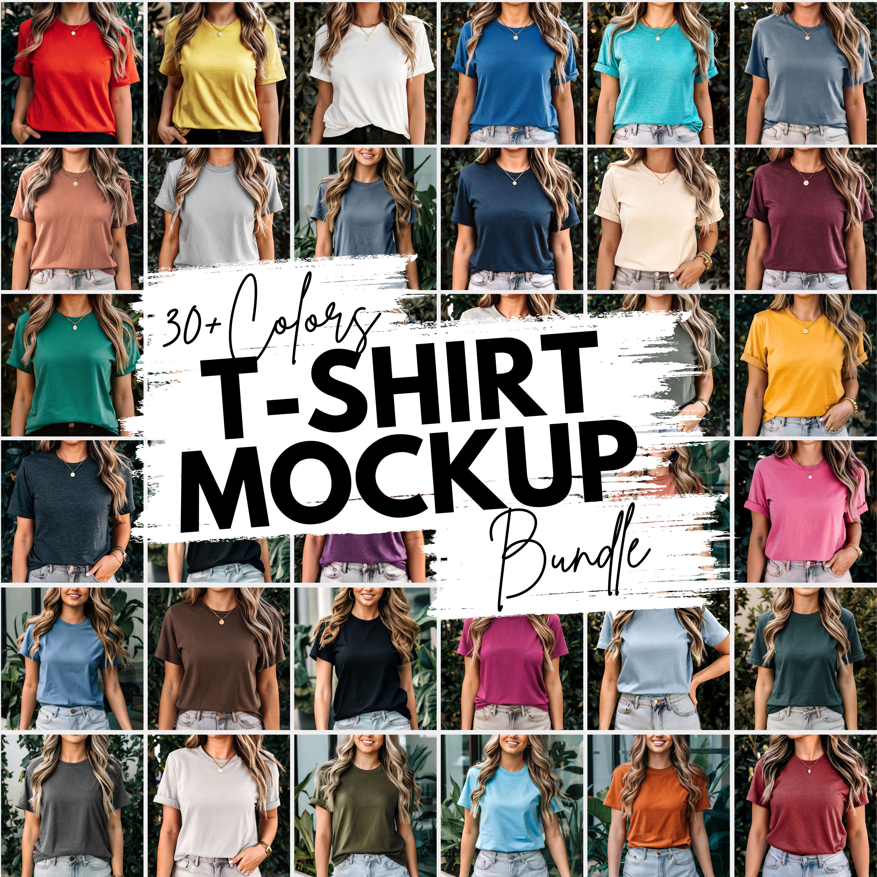 30+ Colors Bella Canvas 3001 Mockups, T shirt Mockup Bundle, 3001 Bella Canvas Bundle, Model Shirt Mockup, Best Boho T Shirt Mockup Bundle