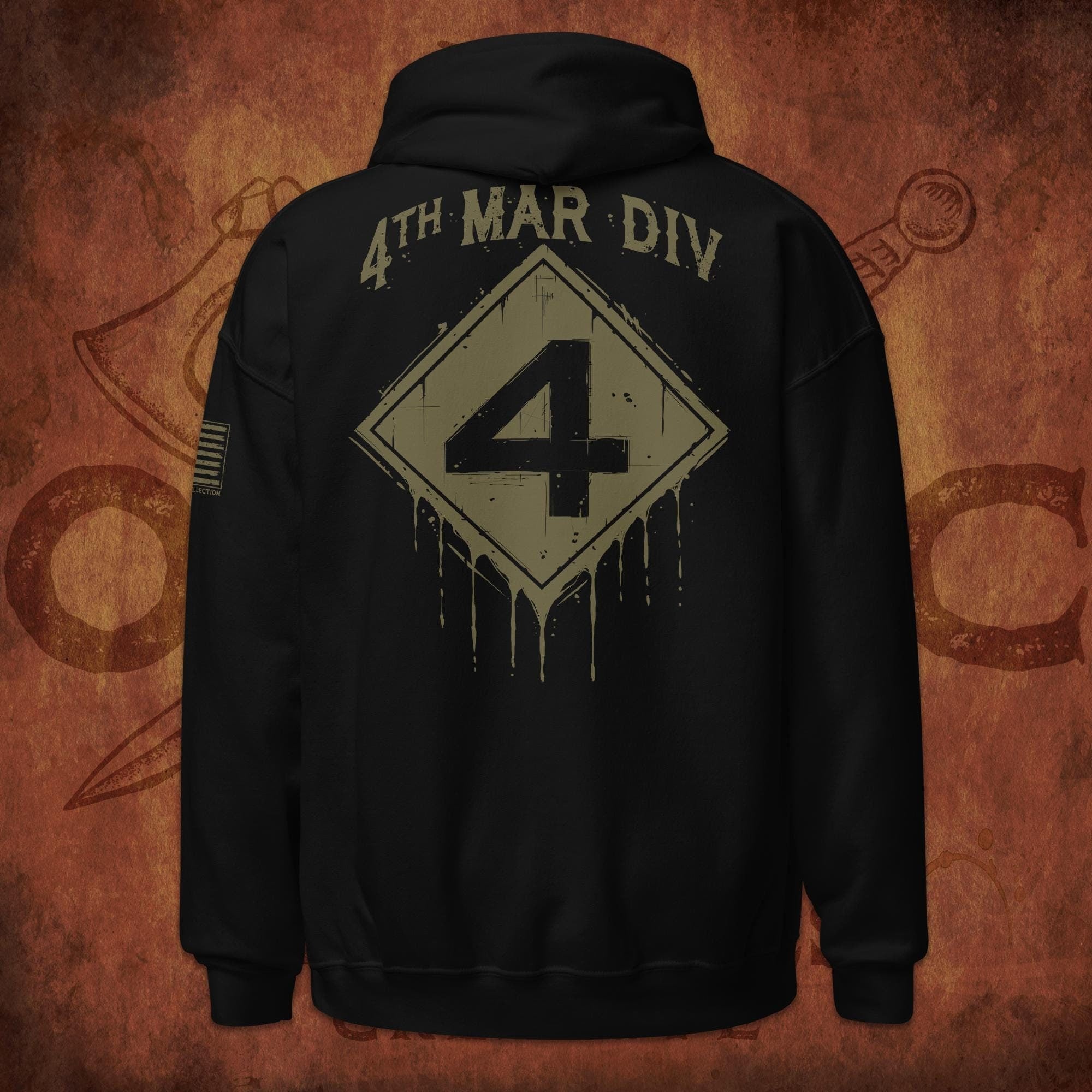 4th Marine Division Military Black Hoodie, Veteran Hoodie, Marines Gift, Marines Hoodies, USMC Hoodie, US Marines Hoodies, USMC Gifts