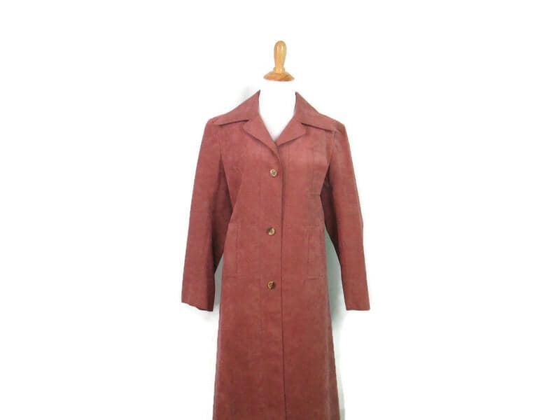 1970&#39;s Vintage Suede Trench Coat Abe Schrader Women&#39;s 10