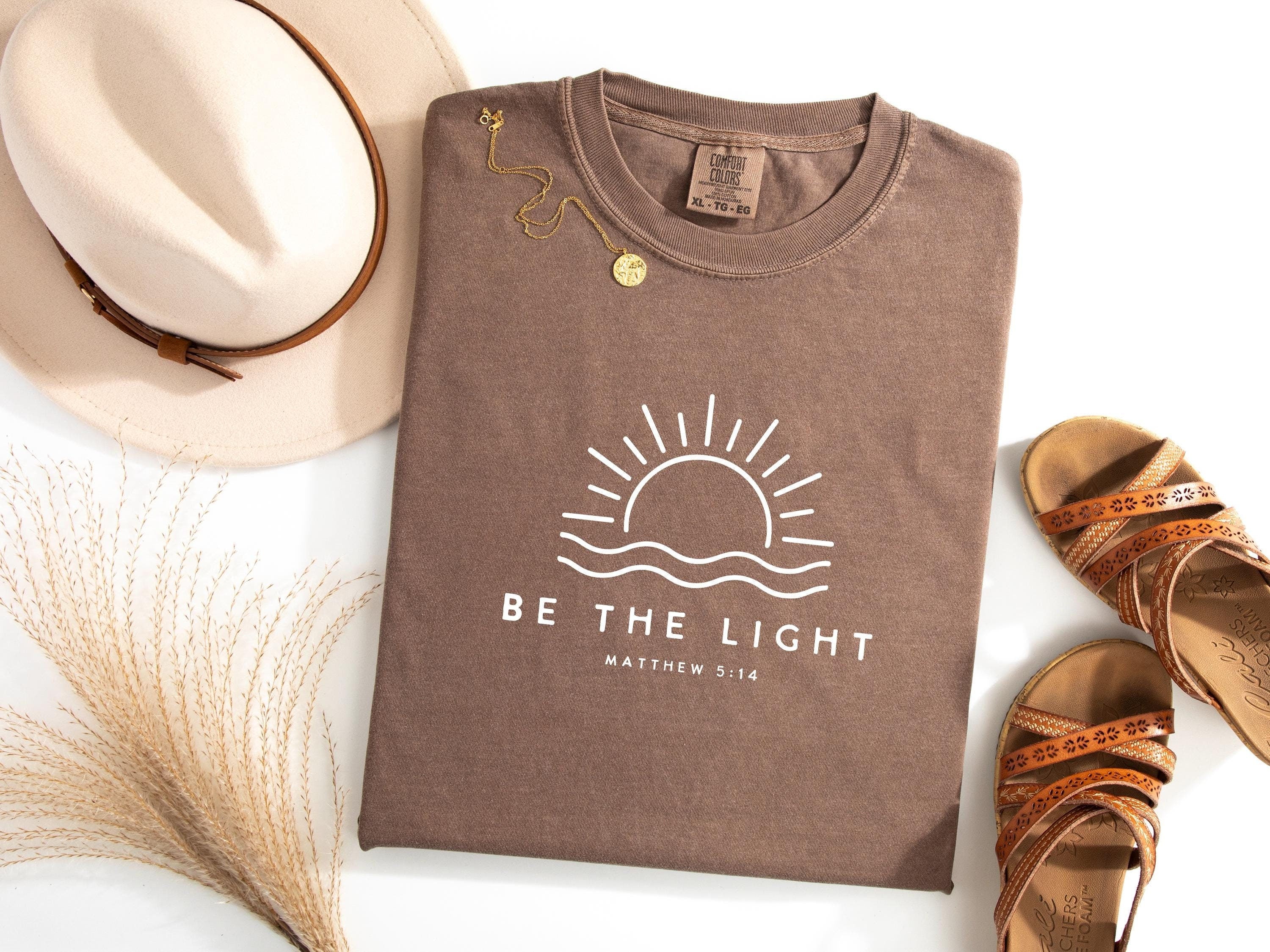 , Be The Light Matthew 5:14 Bible Verse Shirt, Celestial Tshirt, Boho Christian Apparel, Inspirational Shirt, Religious Gifts