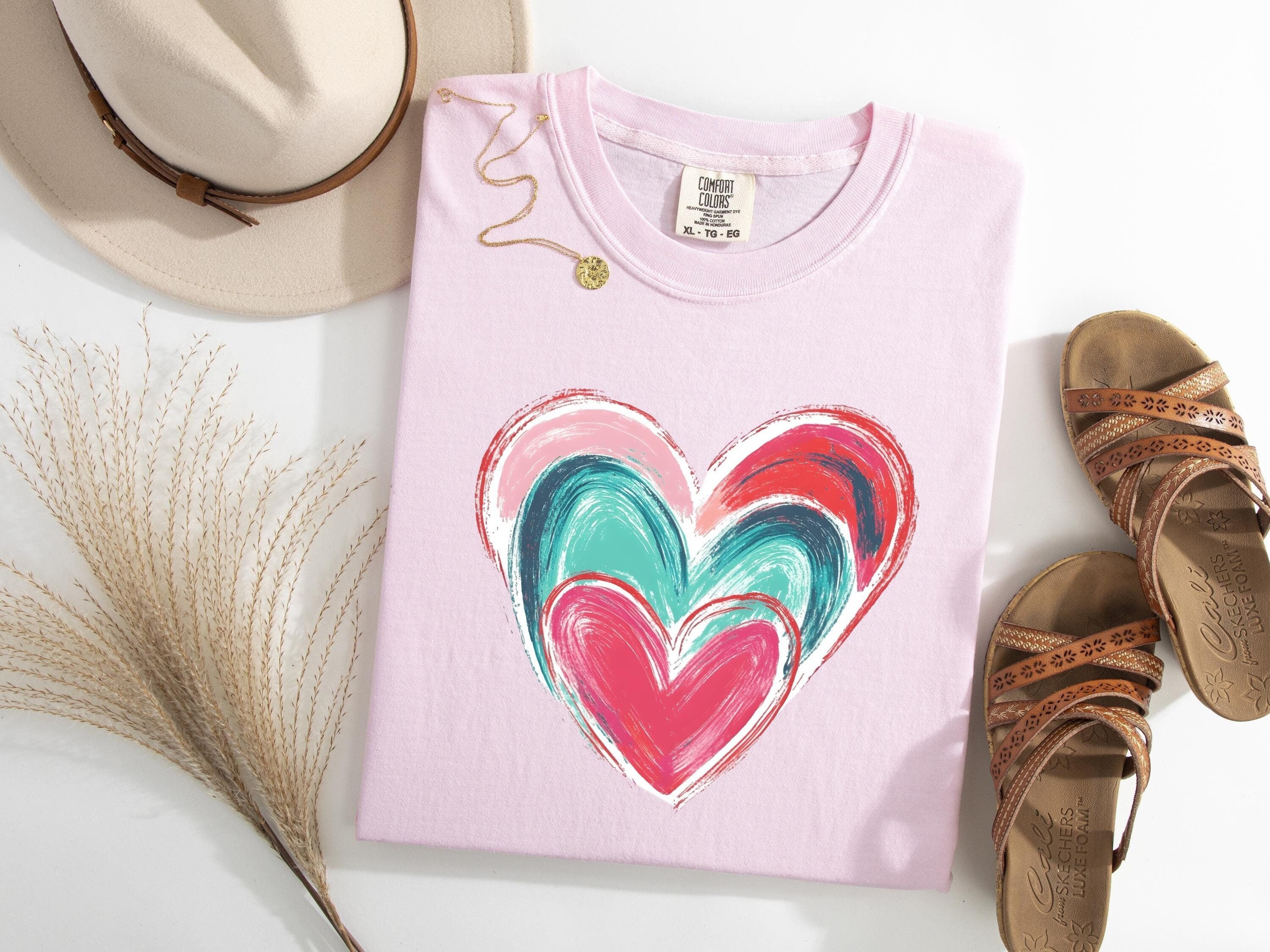 , Brushstroke Heart Shirt, Valentines Day Heart Shirt, Valentine&#39;s Day Shirt, Coquette Valentine Shirt, Womens Love Shirt