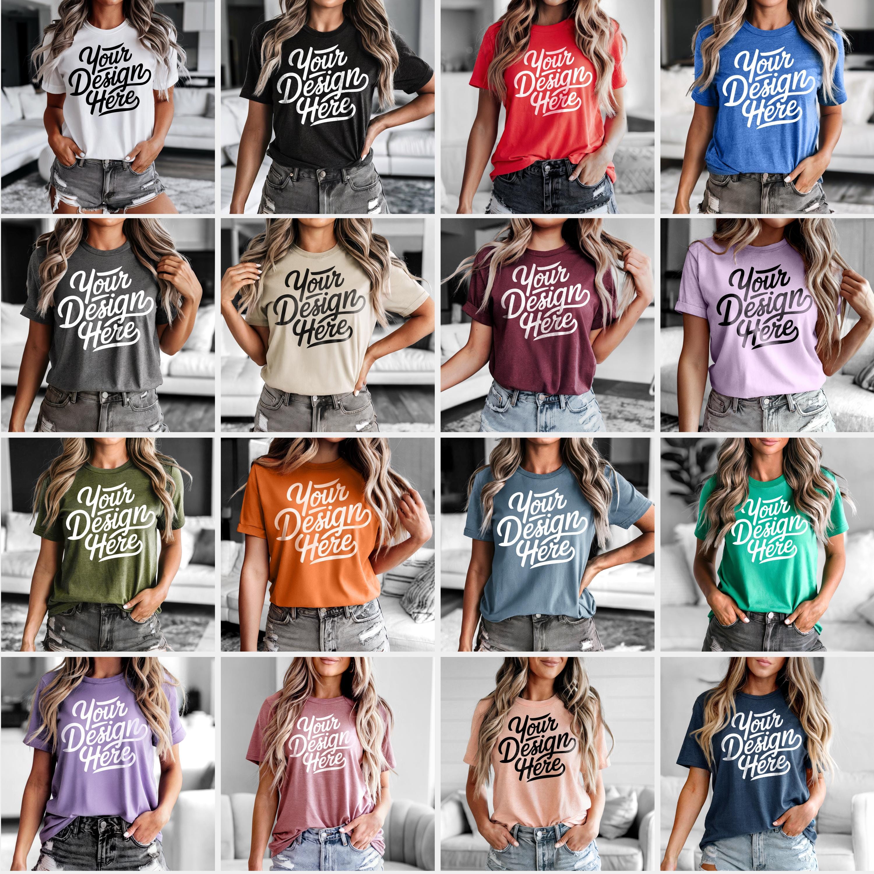 30+ Colors Bella Canvas 3001 Mockups, TShirt Mockup Bundle, 3001 Bella Canvas Bundle, POD Mockup, Best Print on Demand T Shirt Mockup Bundle