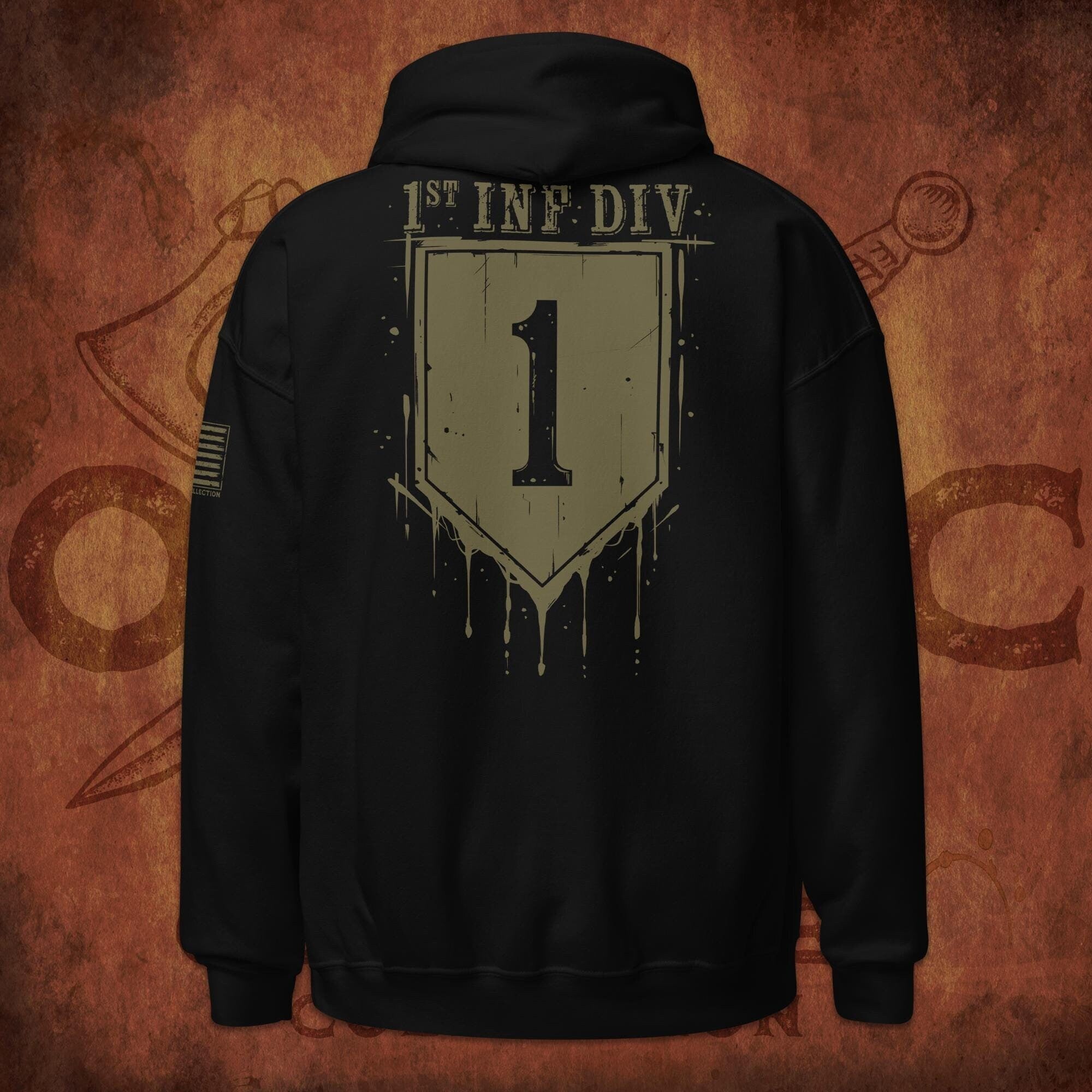 1st Infantry Division Military Hoodie with CIB/Purple Heart