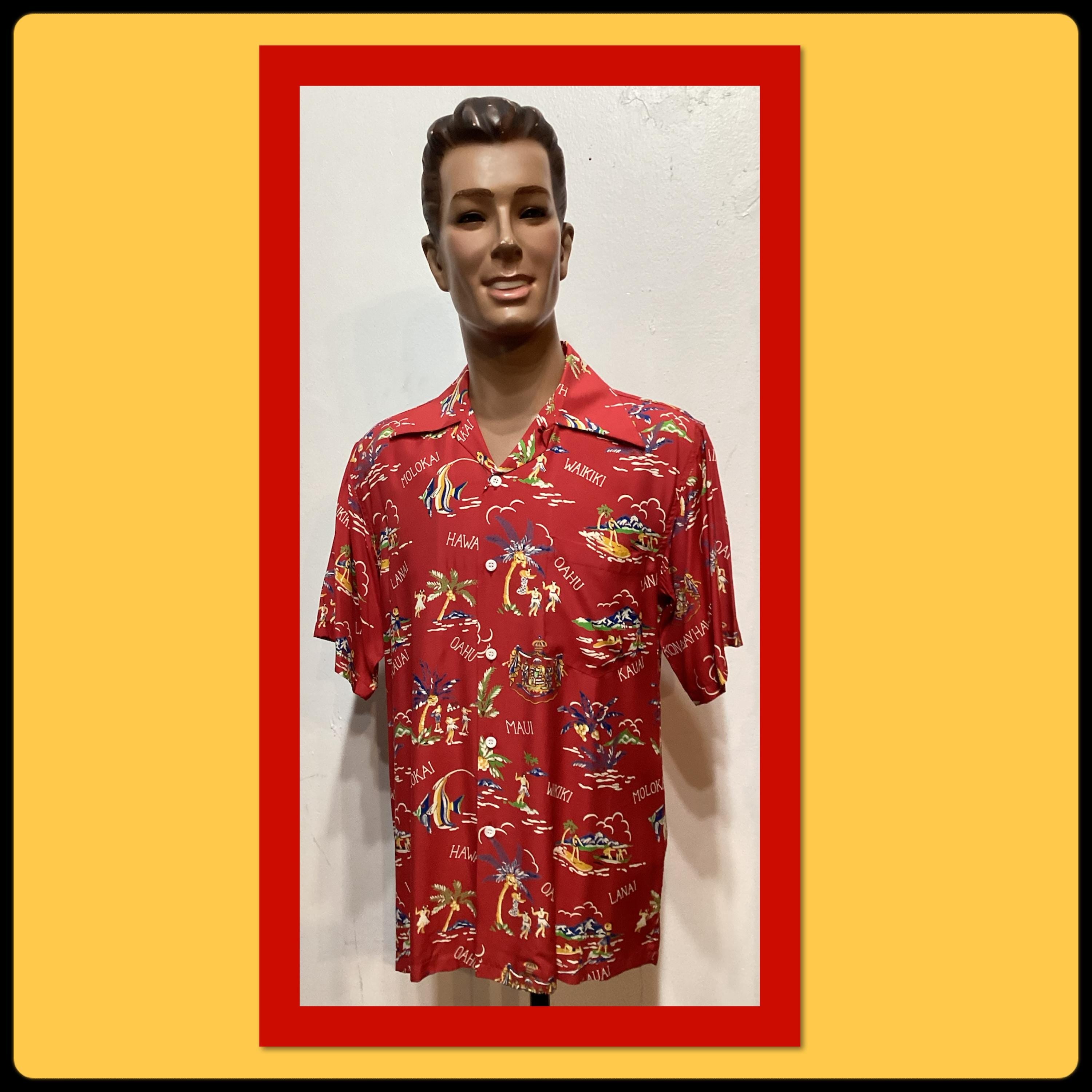 1940&#39;s vintage reproduction rayon short sleeve Hawaiian shirt by Kona Bay