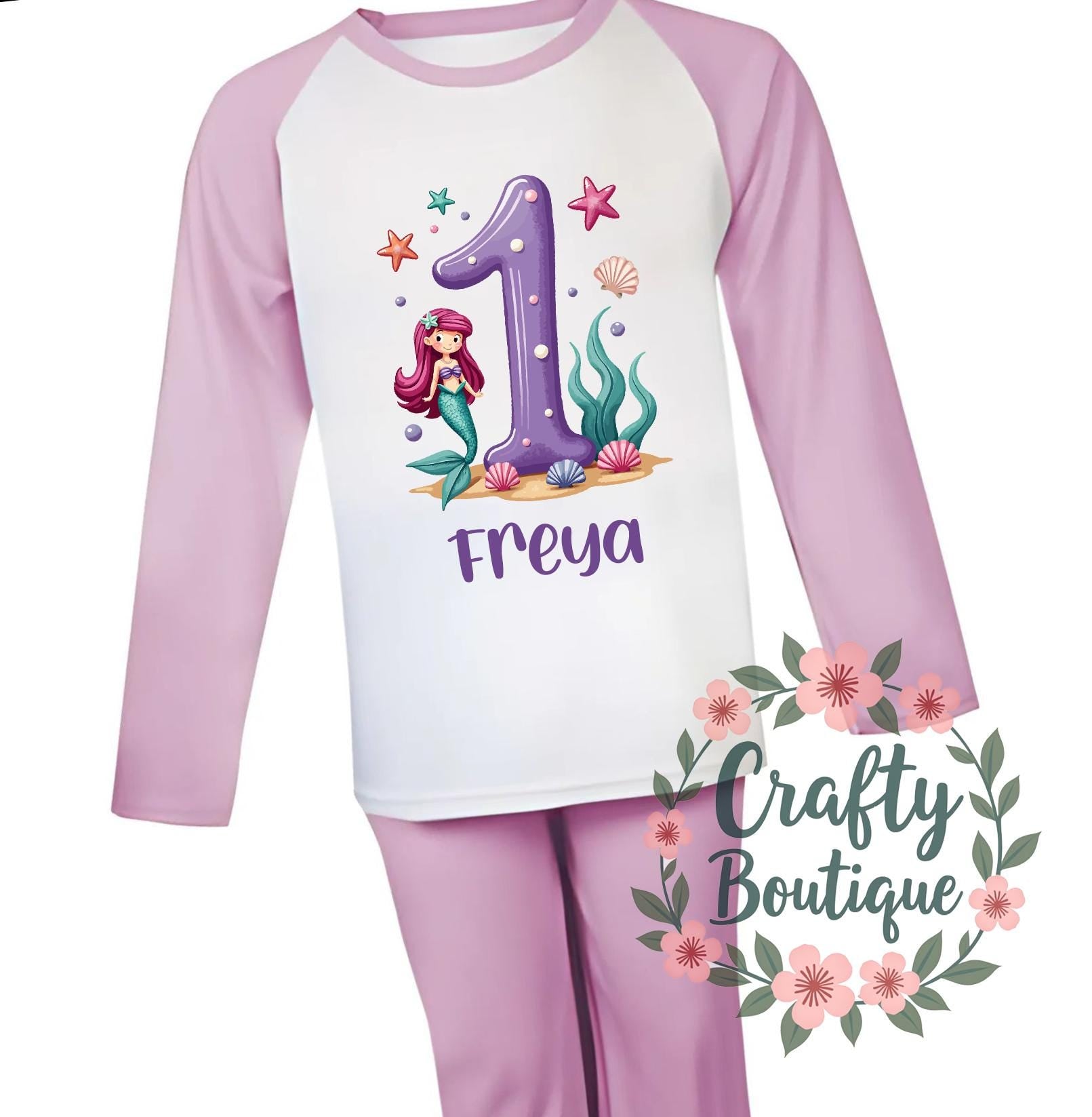 1st Birthday Girls Mermaid Under Sea Theme Cake Smash Baby Grow Vest One Tee Shirt Custom Name Personalised Gift Outfit First Top   1088