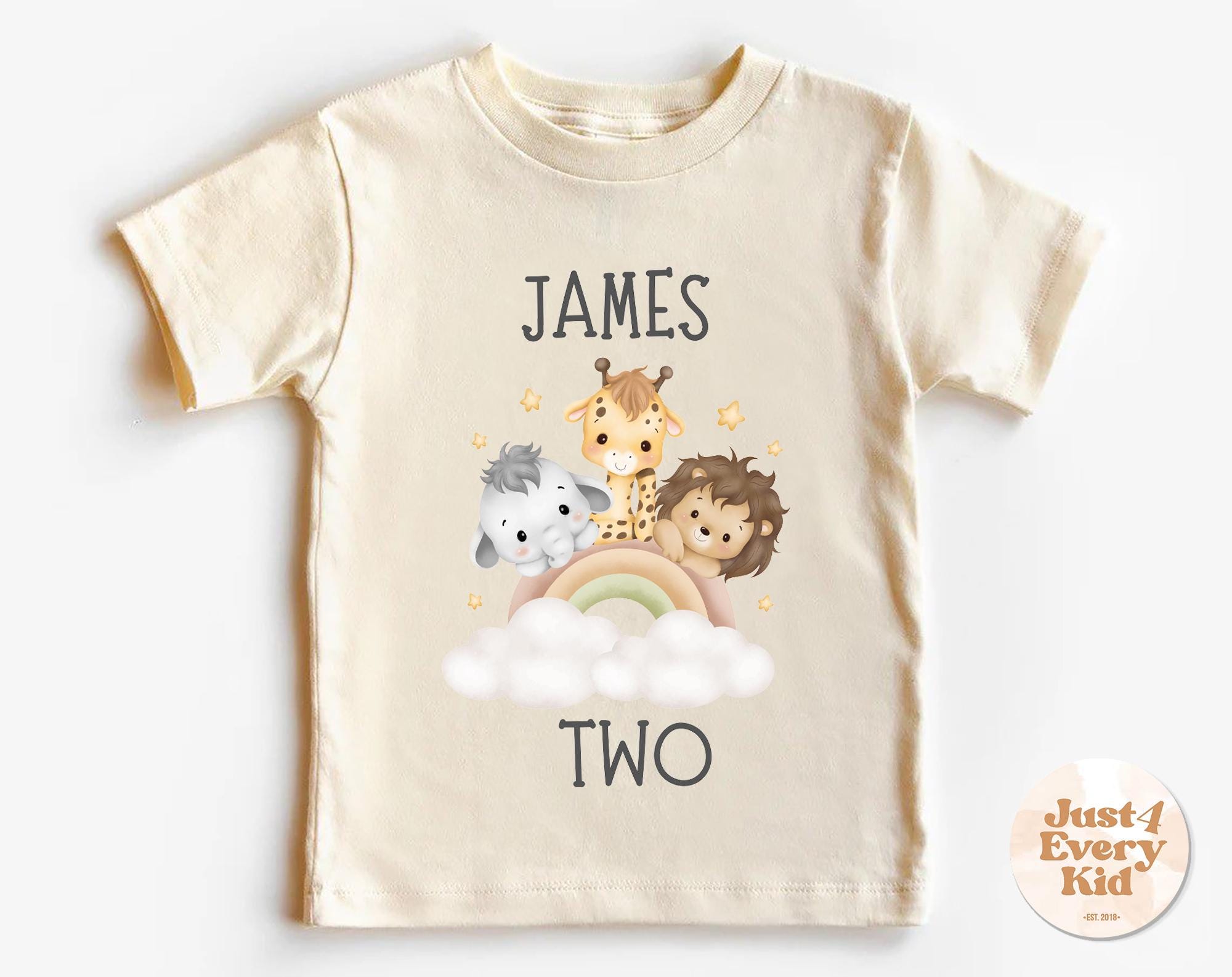 2nd Birthday Safari Toddler Shirt, Cute Two Wild Animals Tee, Birthday Kid Shirt, Custom Name Kids Shirt, Custom Number Kids Shirt, Bday Tee