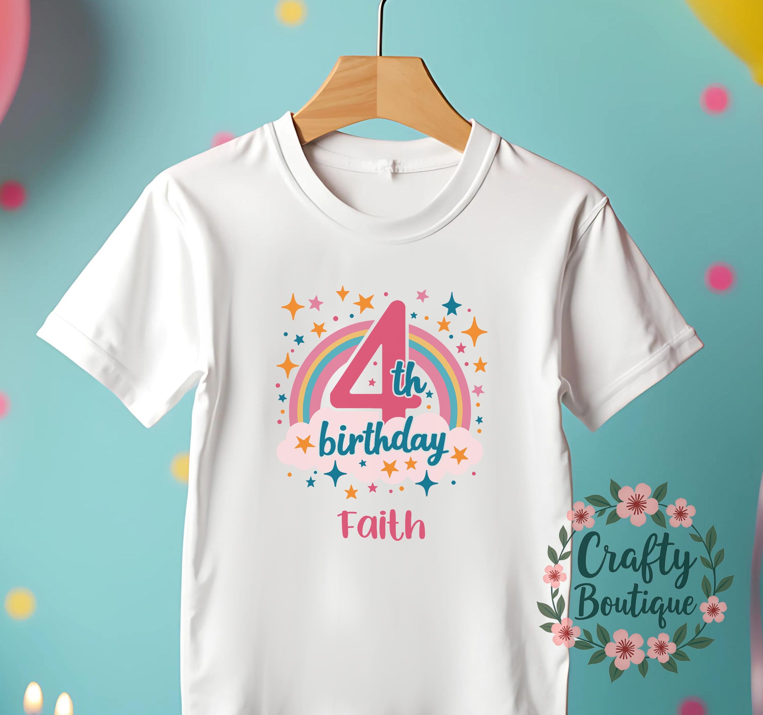 4th Birthday Tshirt, Girls Number 4 Shirt, Girl Birthday T shirt, I Am 4 Tee, 4th Birthday PJs, Personalised Gift Idea, Four Pajamas   1266