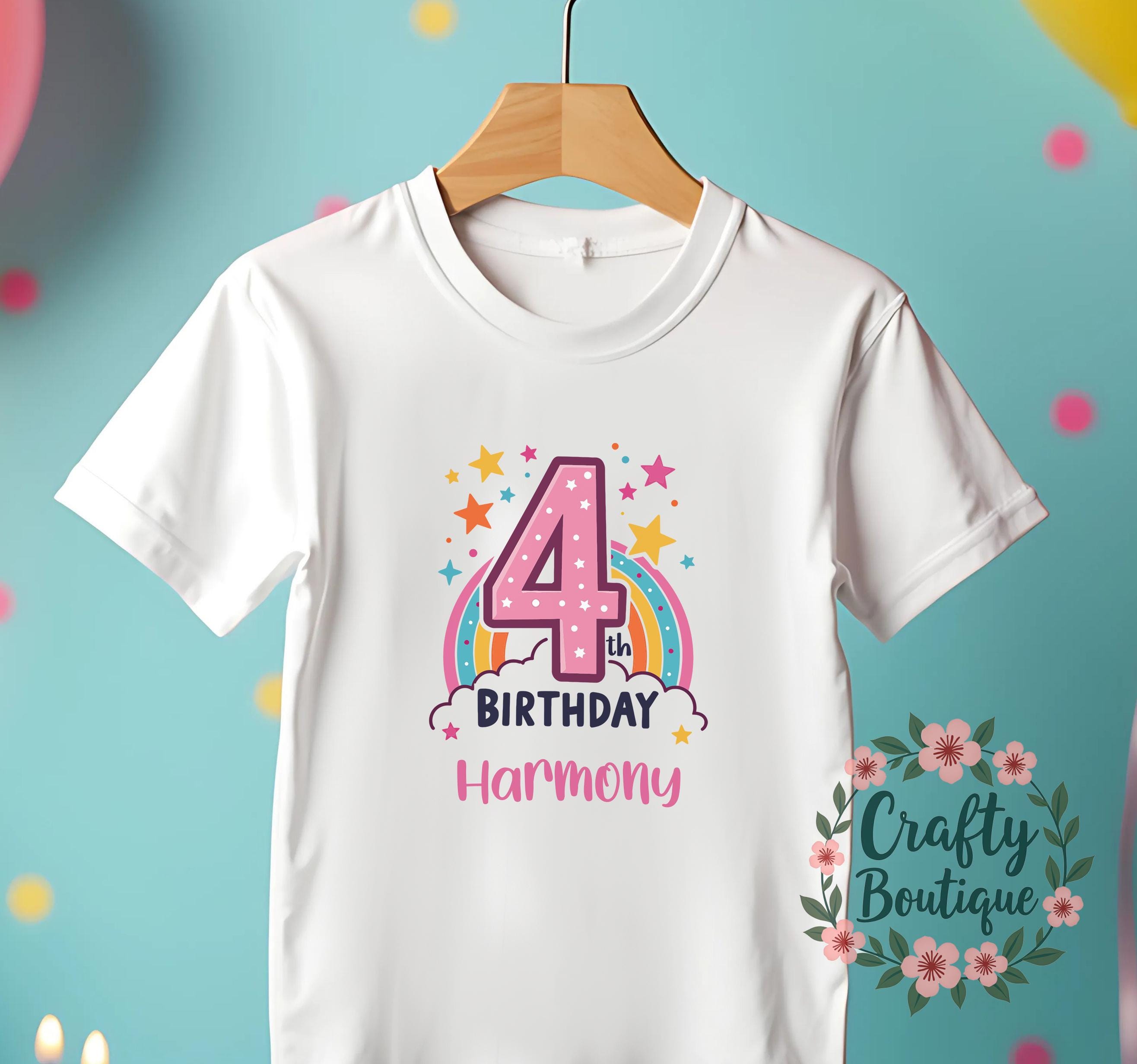 4th Birthday Tshirt, Girls Number 4 Shirt, Girl Birthday T shirt, I Am 4 Tee, 4th Birthday PJs, Personalised Gift Idea, Four Pajamas   1267