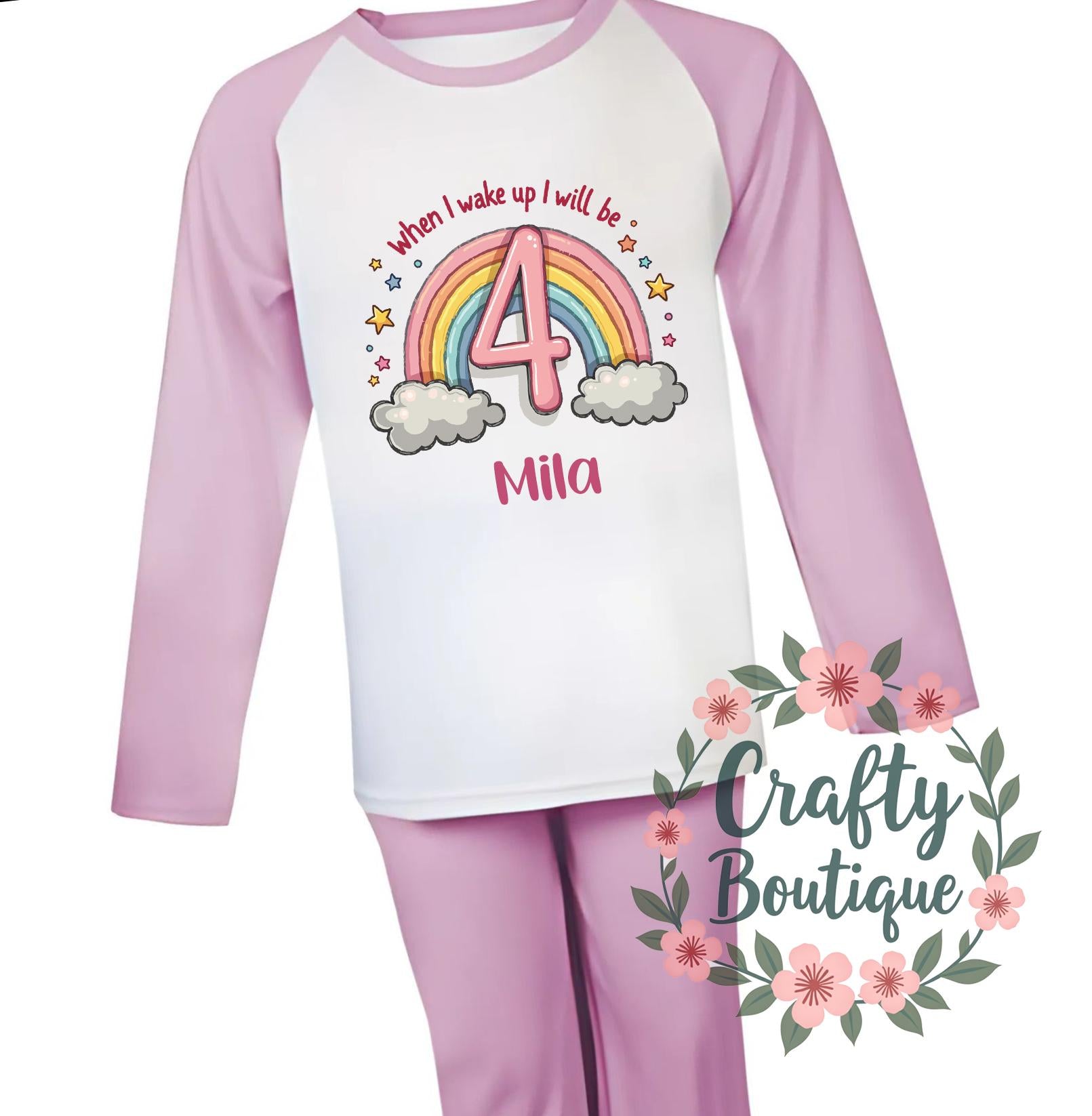 4th Birthday Tshirt, Girls Number 4 Shirt, Girl Birthday T shirt, I Am 4 Tee, 4th Birthday PJs, Personalised Gift Idea, Four Pajamas   1277