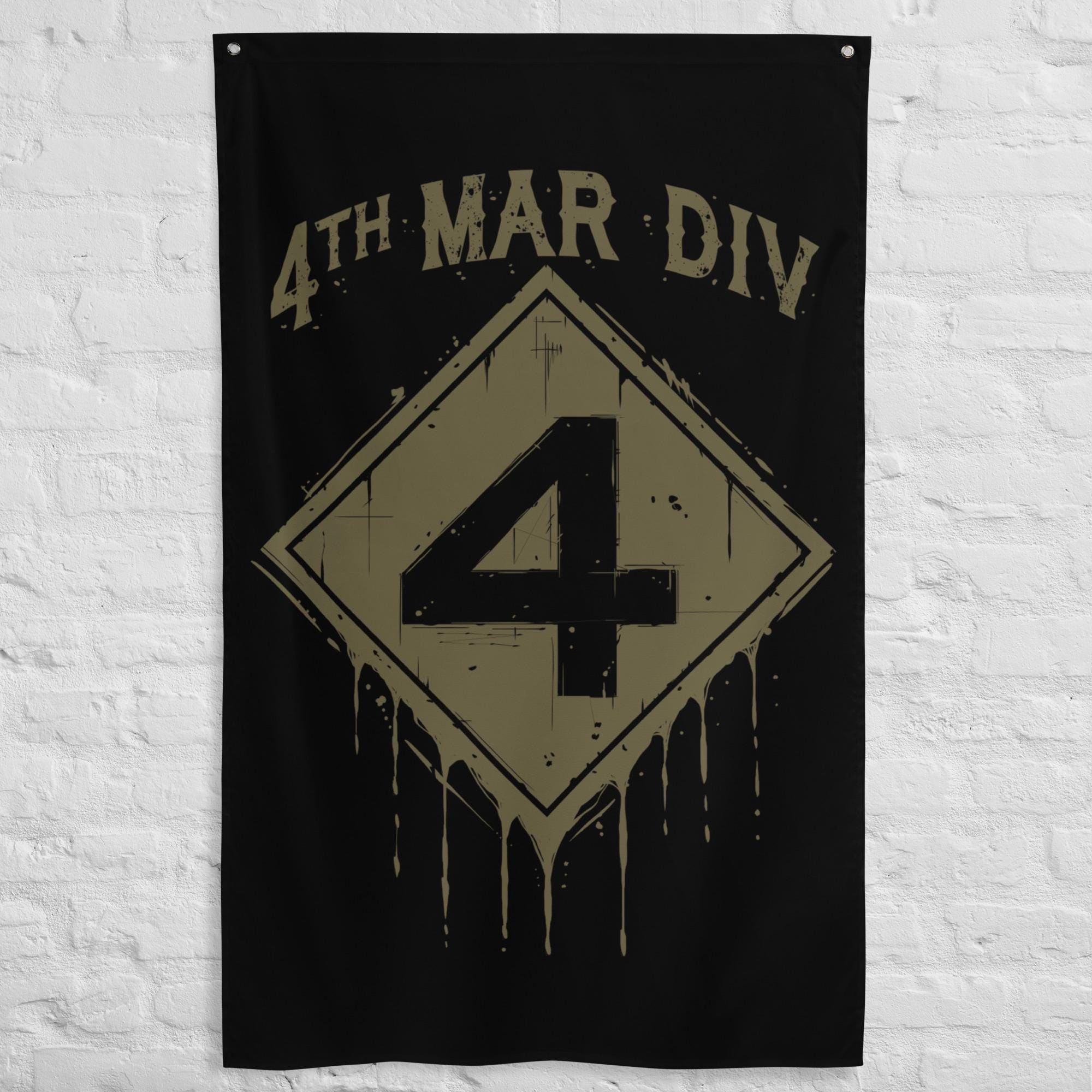 4th Marine Division Flag, ONE SIDED Wall Flag