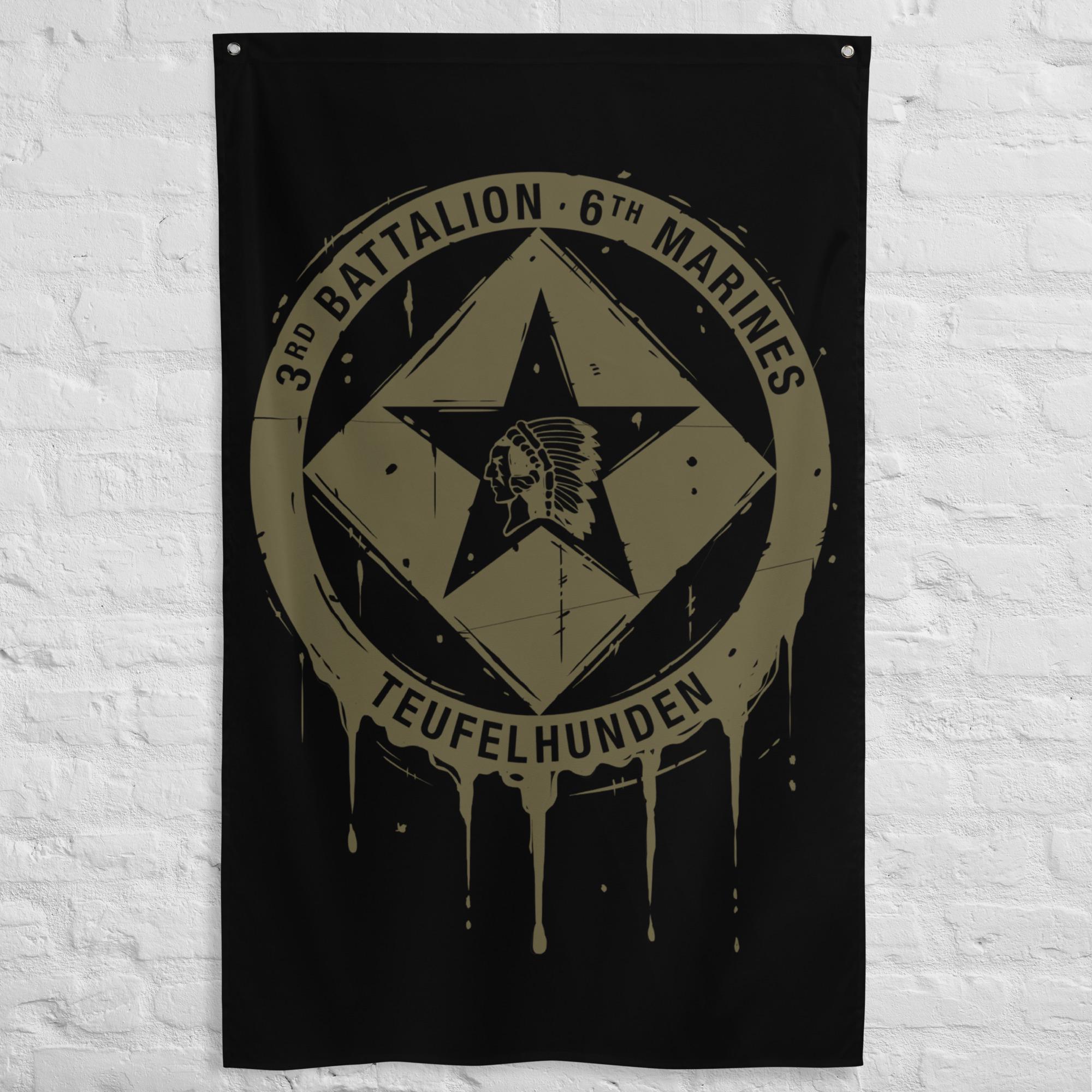 3rd Battalion 6th Marines Flag, ONE SIDED Wall Flag
