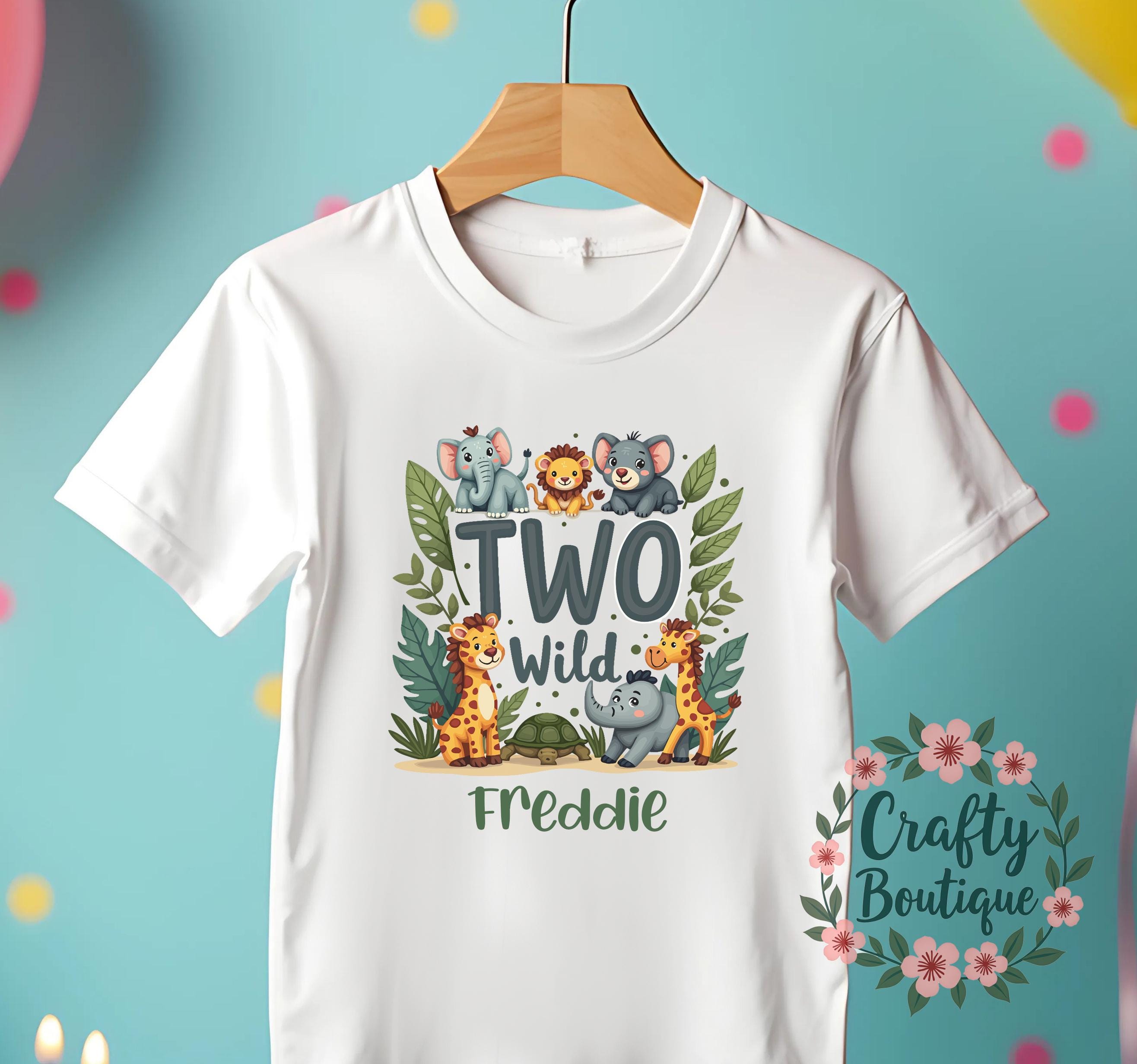 2nd Birthday t shirt, Two Wild Shirt, Personalised Birthday Gift, 2 Year Old Jungle Theme Tee, Boys Party T Shirt, I am Two Outfit   1239