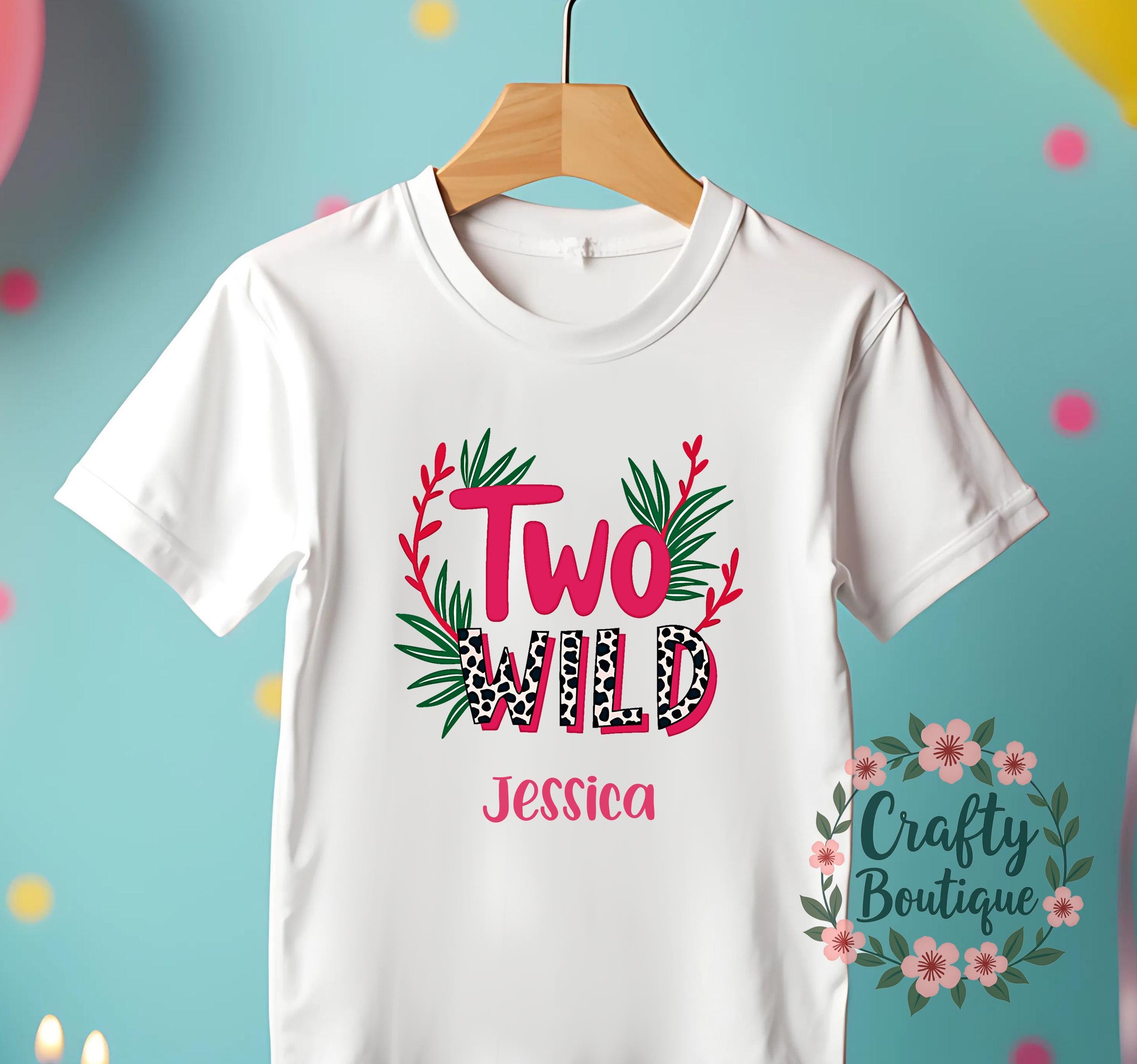 2nd Birthday t shirt, Two Wild Shirt, Personalised Birthday Gift, 2 Year Old Jungle Theme Tee, Girls Party T Shirt, I am Two Outfit   1235