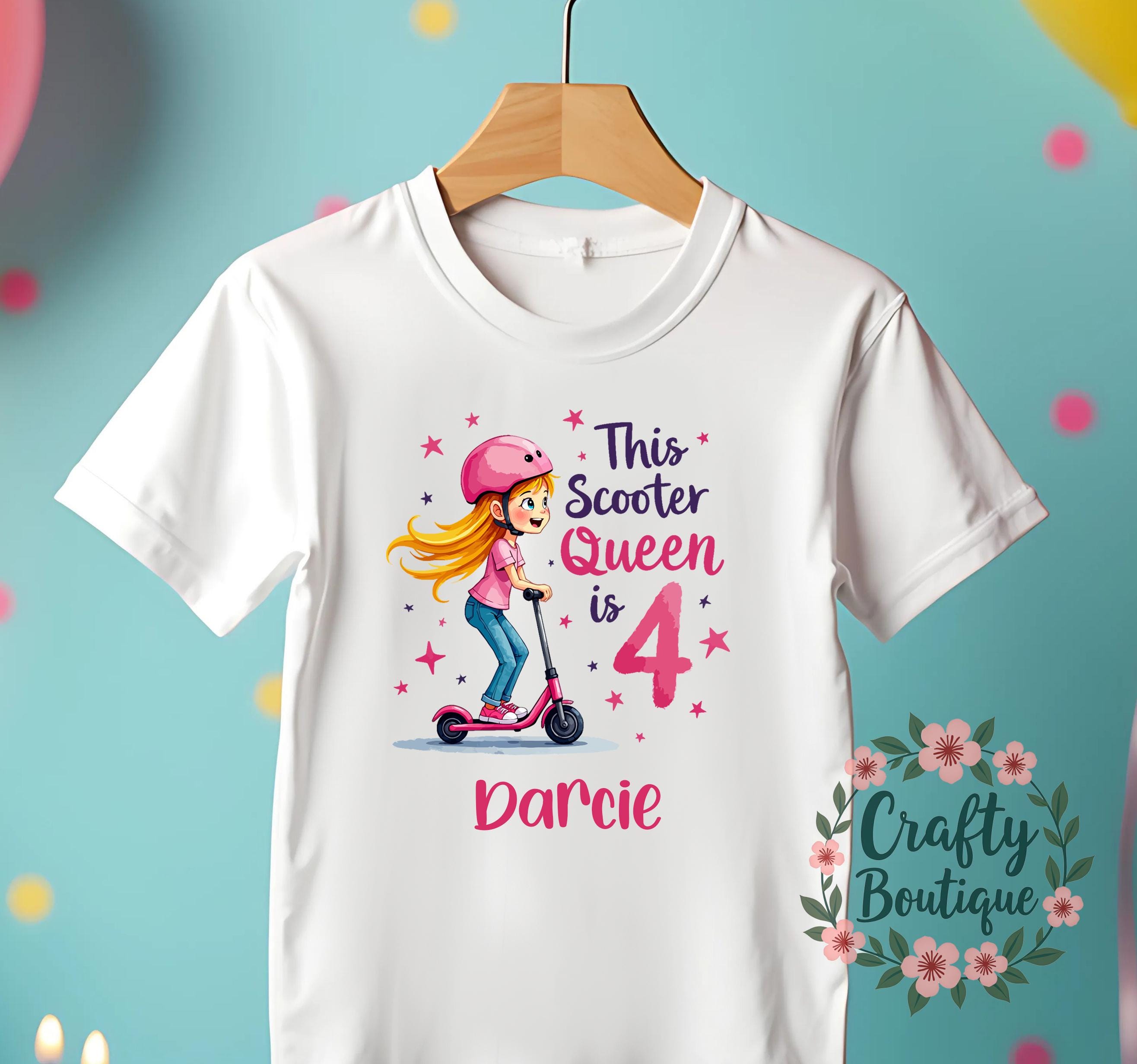 4th Birthday Tshirt, Scooter King Shirt, Girls Birthday T shirt, I Am 4 Tee, Scooter Lover Gift, Personalised Gift Idea, Skater Tee   1193