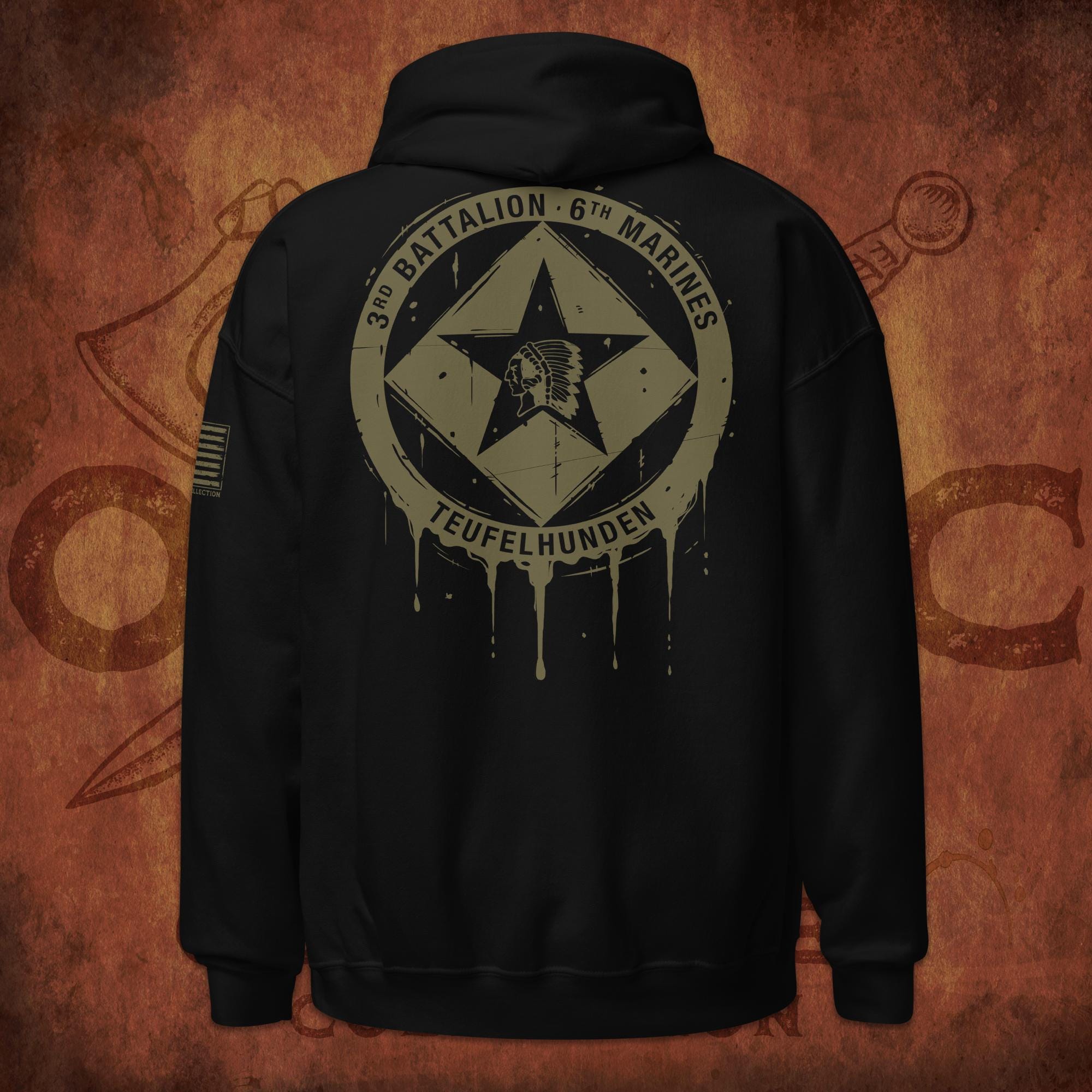 3rd Battalion 6th Marines Black Military Hoodie, Veteran Hoodie, Marine Hoodie, USMC Hoodies, Marine Corps Hoodie, Marine Corps Apparel