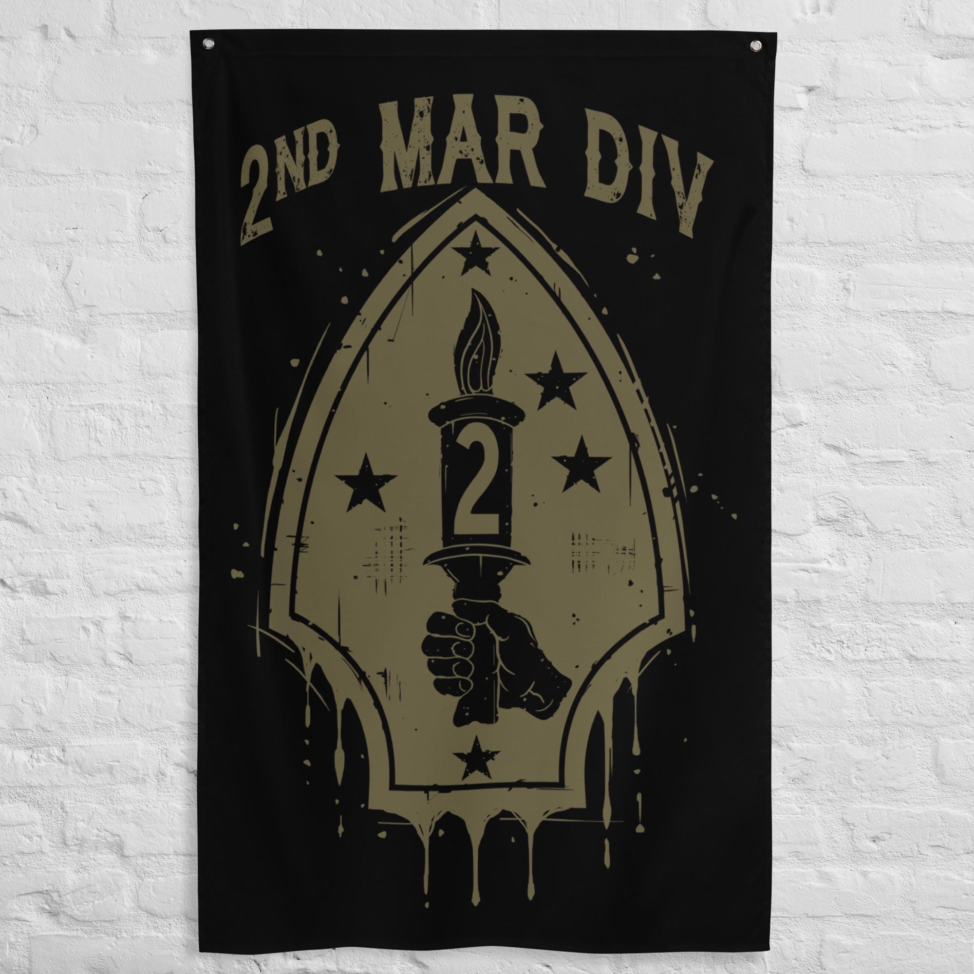 2nd Marine Division Flag, ONE SIDED Wall Flag