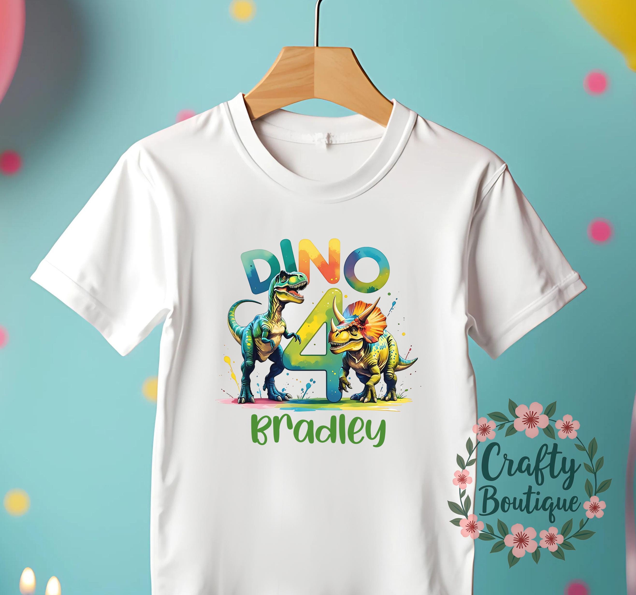 4th Birthday Tshirt, Dino Four Shirt, Dinosaur Birthday Gift, Personalised Party Outfit, I am 4 Tee, Boys Birthday Top, Roar Four   1408