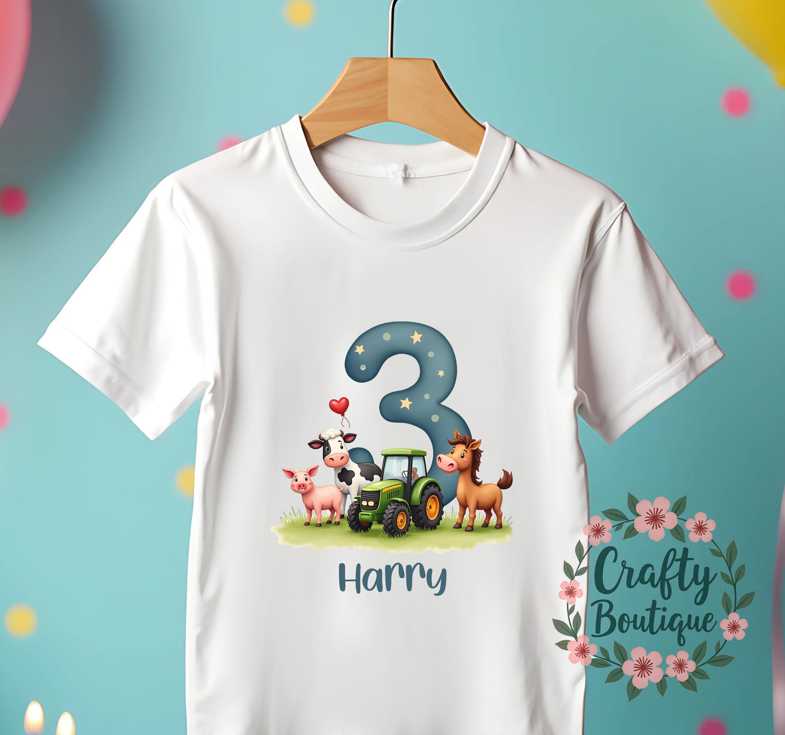 3rd Birthday Tshirt, Boys Birthday Outfit, Third Birthday Shirt, Farm Tractor Gift, I am Three Tee, Personalized Farm Birthday Tee   1444