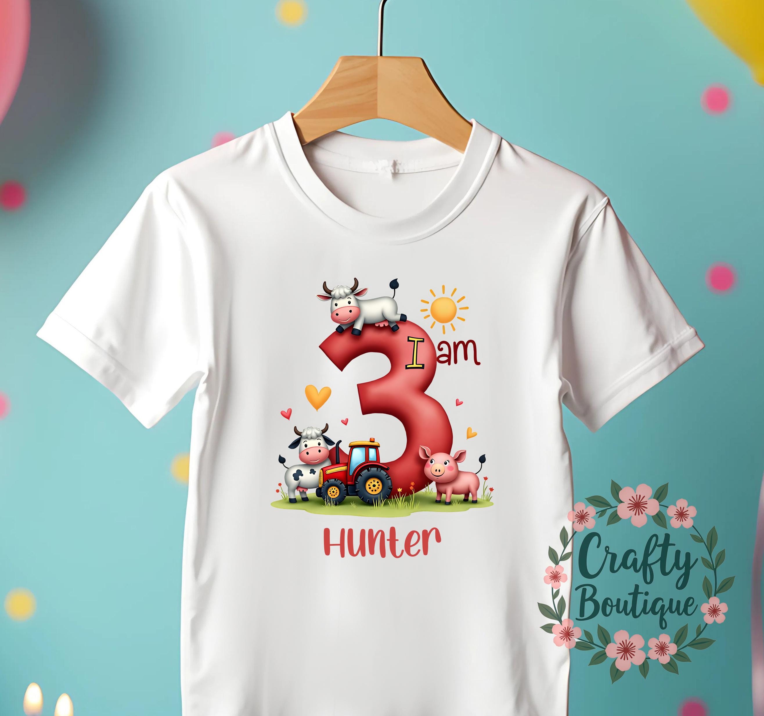 3rd Birthday Tshirt, Boys Birthday Outfit, Third Birthday Shirt, Farm Tractor Gift, I am Three Tee, Personalized Farm Birthday Tee   1447