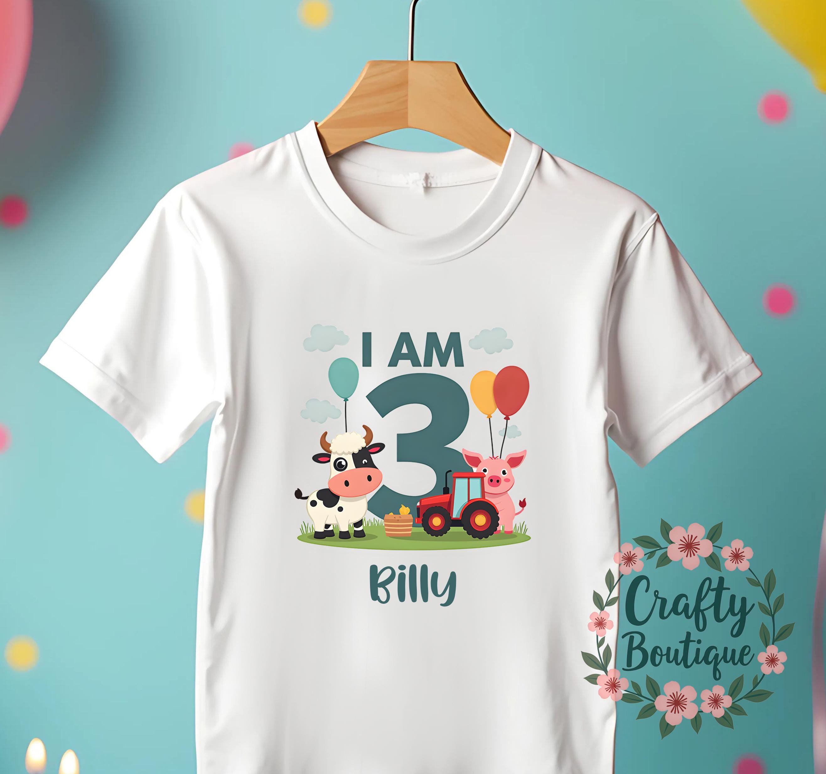 3rd Birthday Tshirt, Boys Birthday Outfit, Third Birthday Shirt, Farm Tractor Gift, I am Three Tee, Personalized Farm Birthday Tee   1449