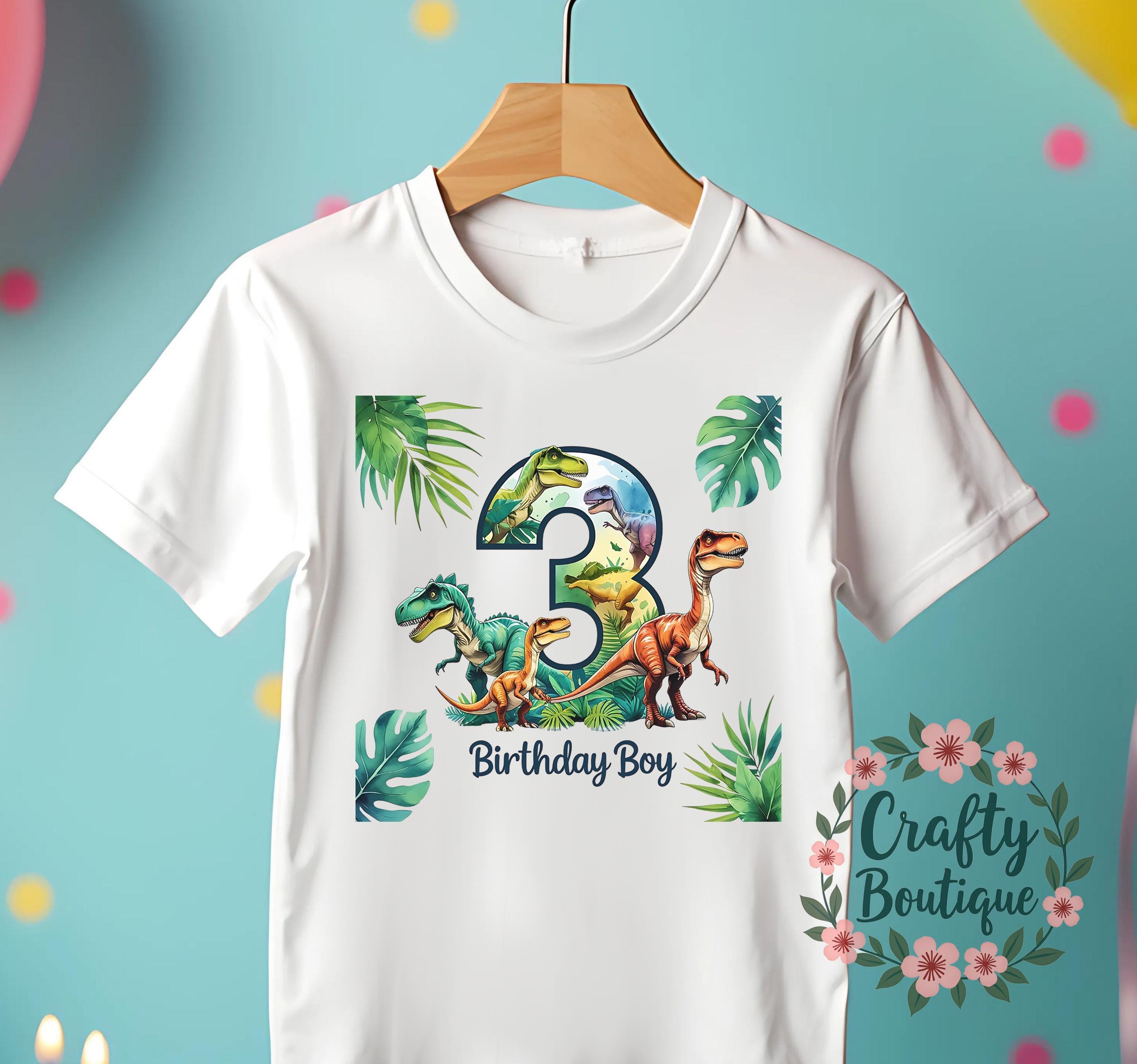 3rd Birthday T shirt, Dinosaur Holiday Outfit, Personalised Birthday Gift, 3 Year Old Dino Tee, Boys Party T Shirt, I am Three Shirt   1406