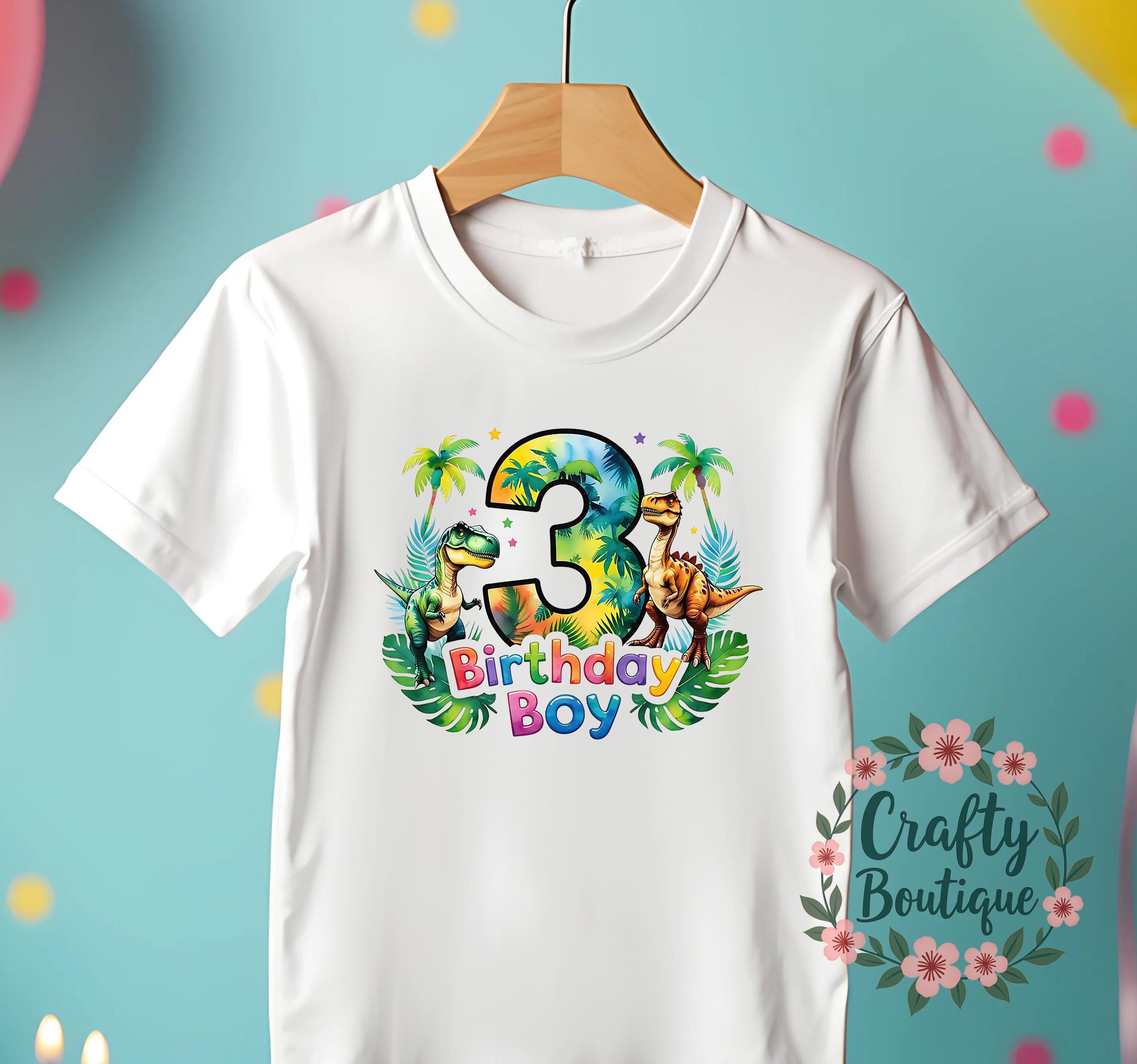 3rd Birthday T shirt, Dinosaur Holiday Outfit, Personalised Gift, 3 Year Old Dino Tee, Birthday Boy Party T Shirt, I am Three Shirt   1407