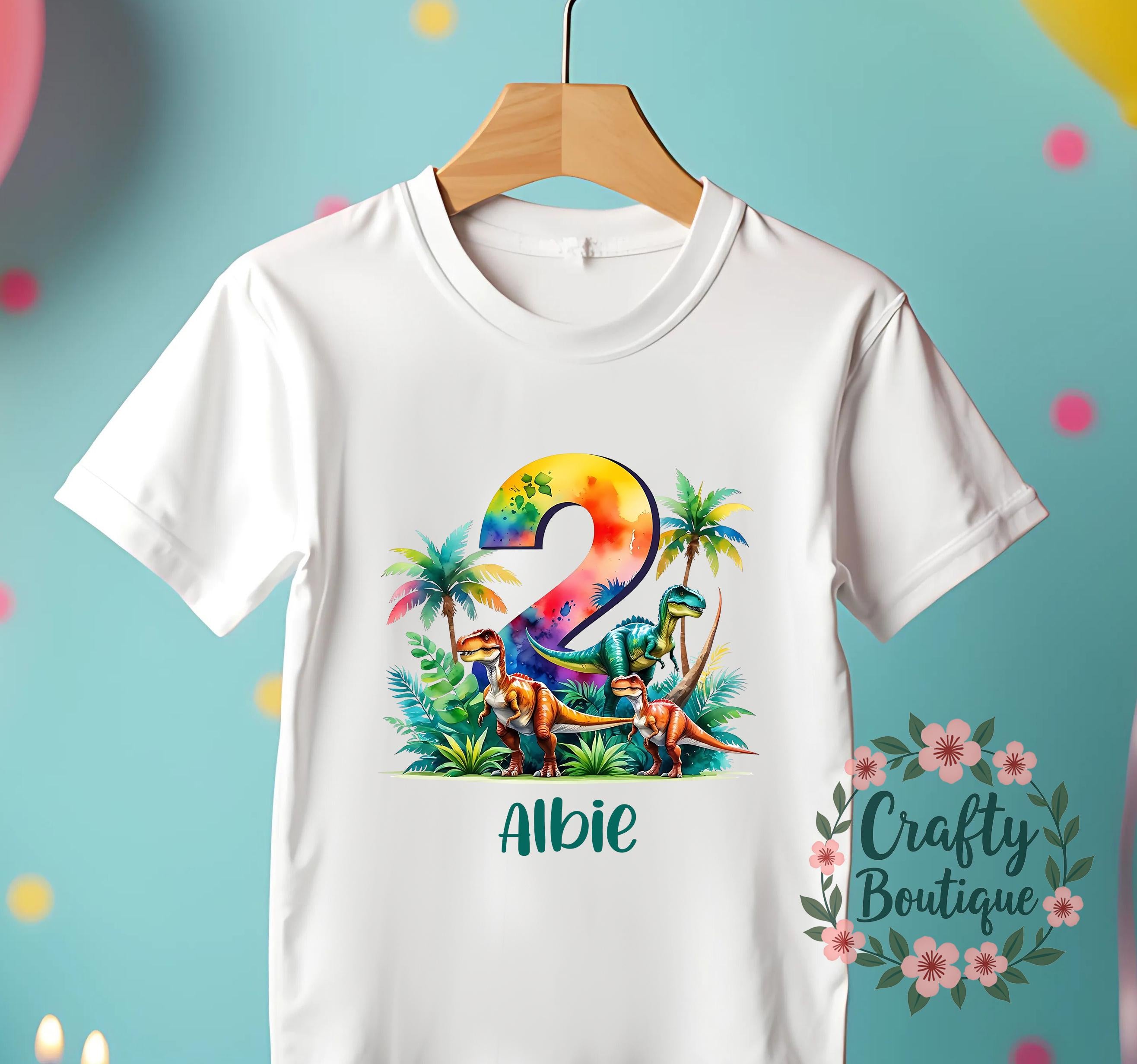 2nd Birthday t shirt, Dinosaur Shirt, Personalised Birthday Gift, 2 Year Old Dino Theme Tee, Boys Party T Shirt, I am Two Outfit   1419