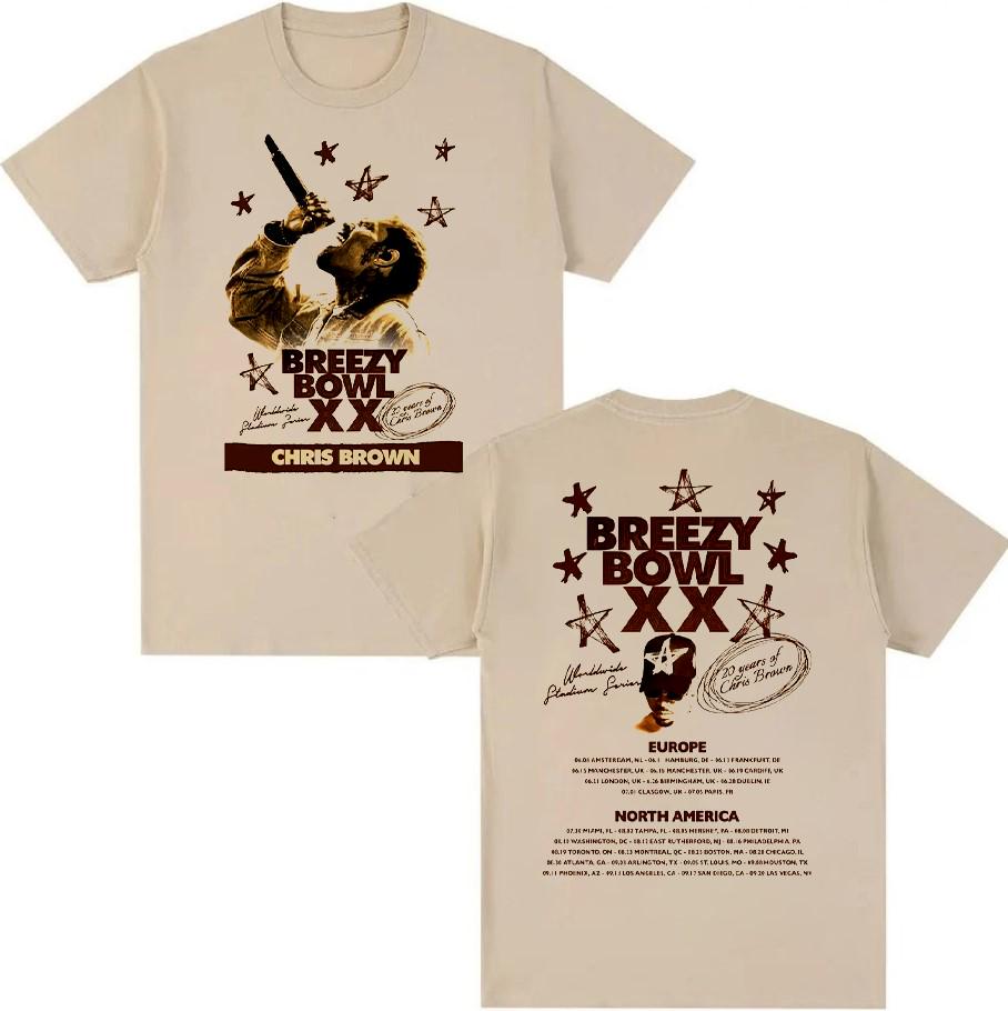 20 Years Of Chris Brown Tour Breezy Bowl XX  Shirt, Concert Retro 2025 Shirt, Chris Brown Graphic Tee, Music Tour Y2k T Shirt
