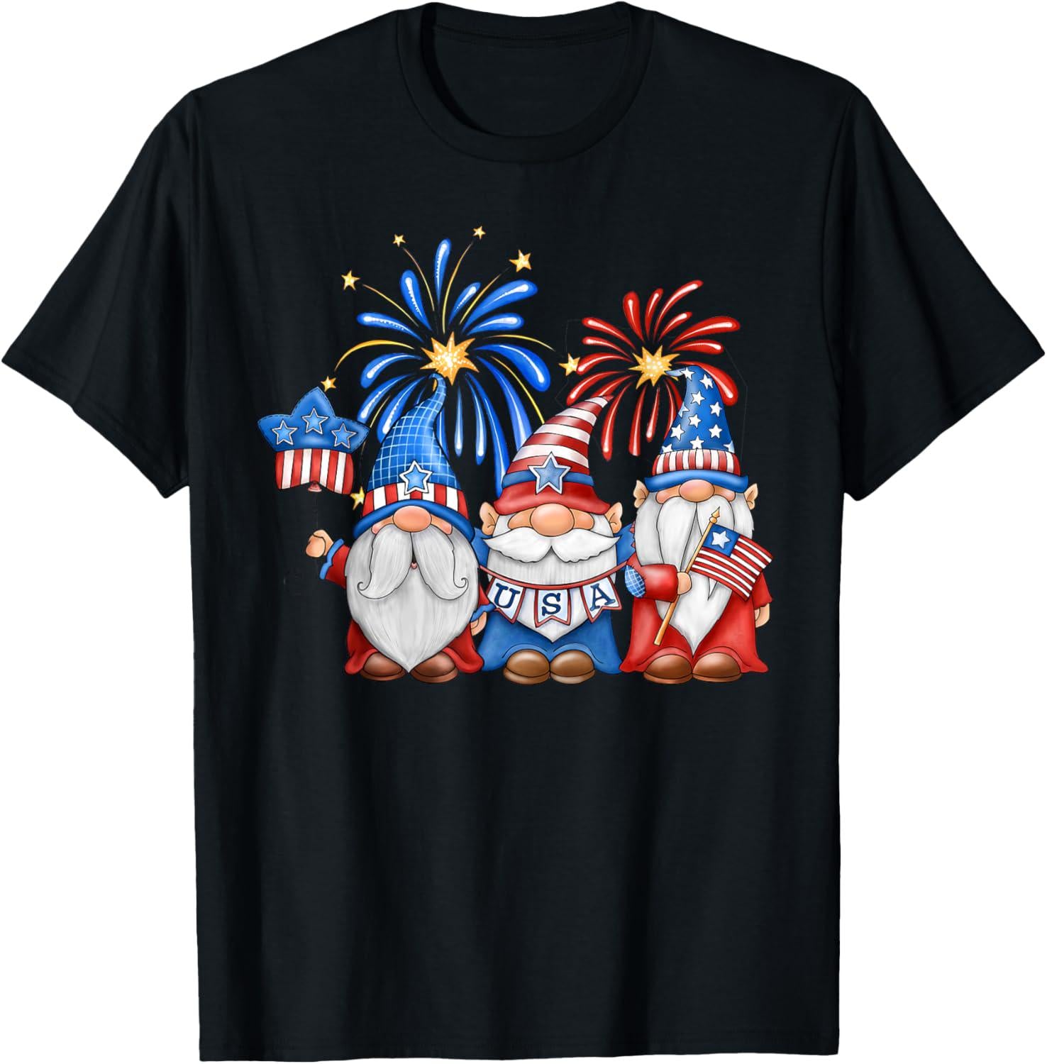 4th of July T Shirt | Three Gnomes USA Independence Day Tee | Patriotic Gnome Shirt | July 4th Celebration Top,4th of July,July 4th