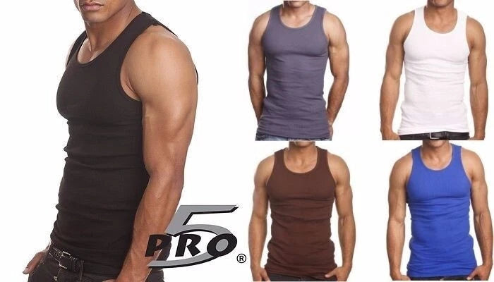 3 pack Pro 5 Mens A shirts Cotton Under Shirt Wife Beater Sm 3x